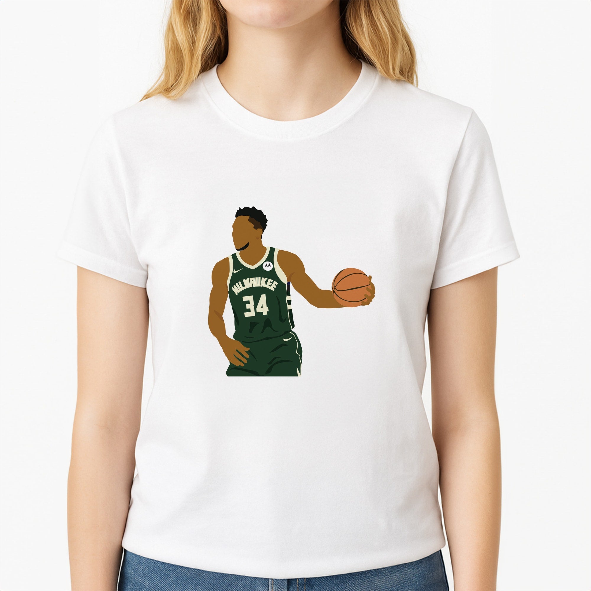 Giannis - Basketball Unisex T-Shirt, worn by a female model