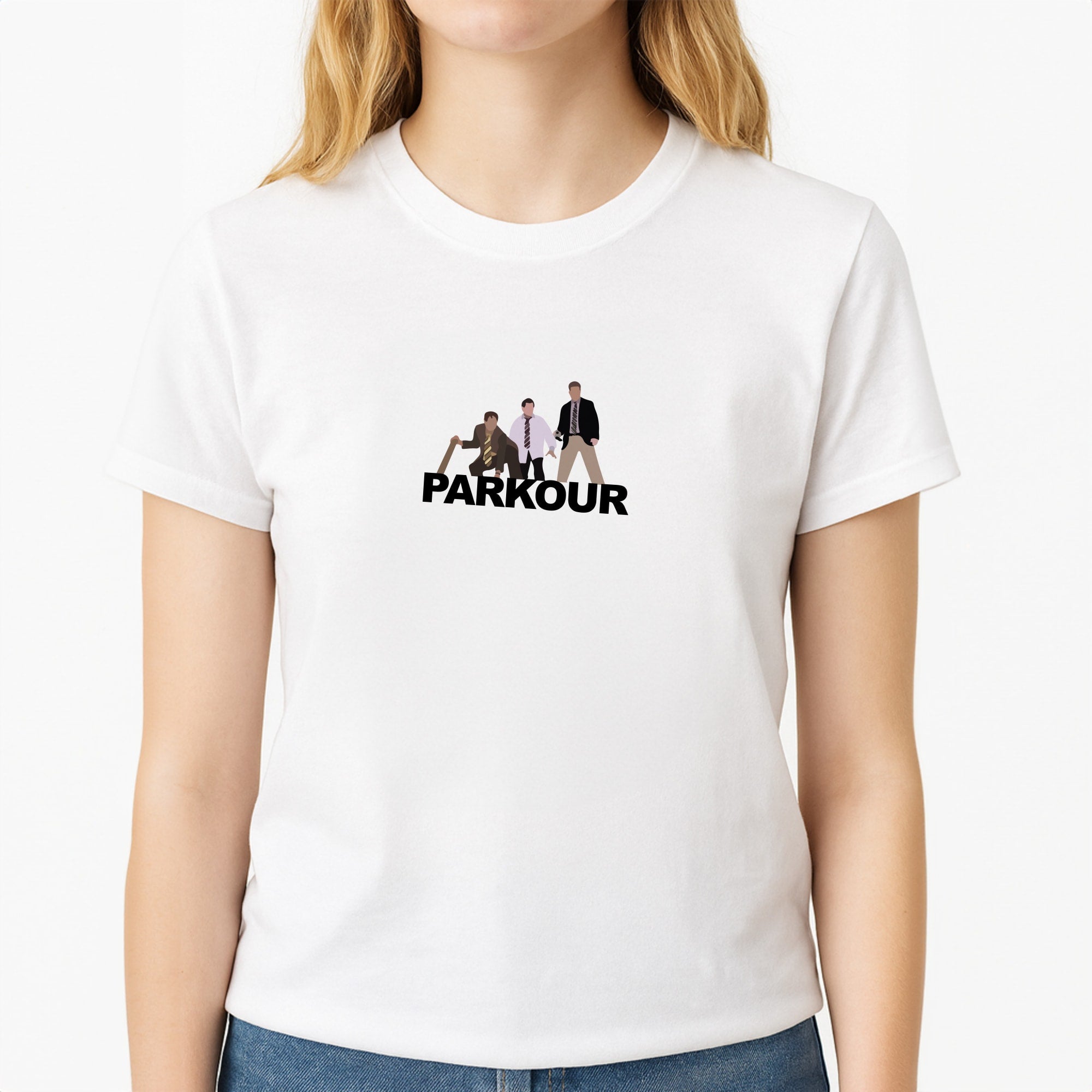 Parkour Unisex T-Shirt, worn by a female model
