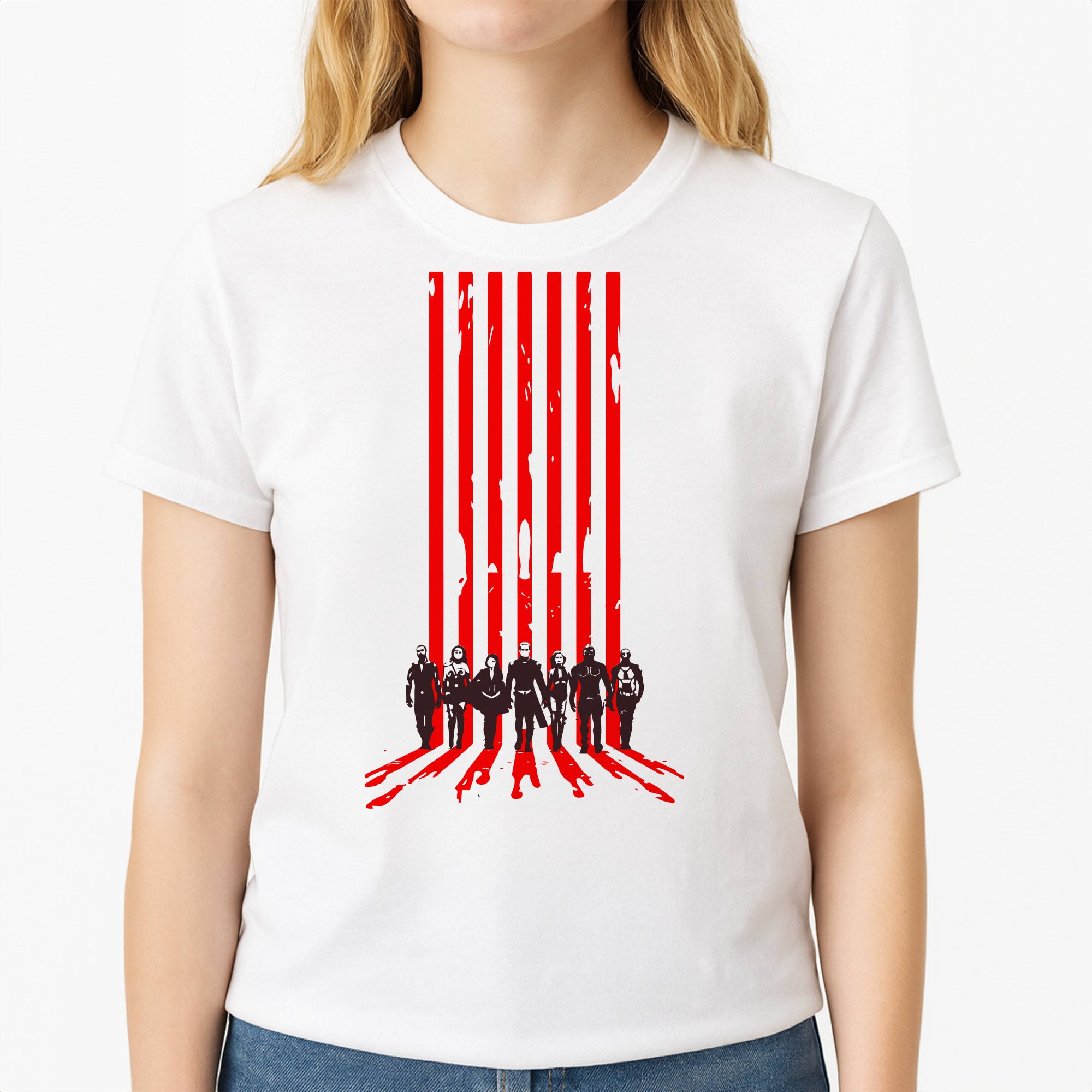 The Seven Silhouettes Unisex T-Shirt, worn by a female model