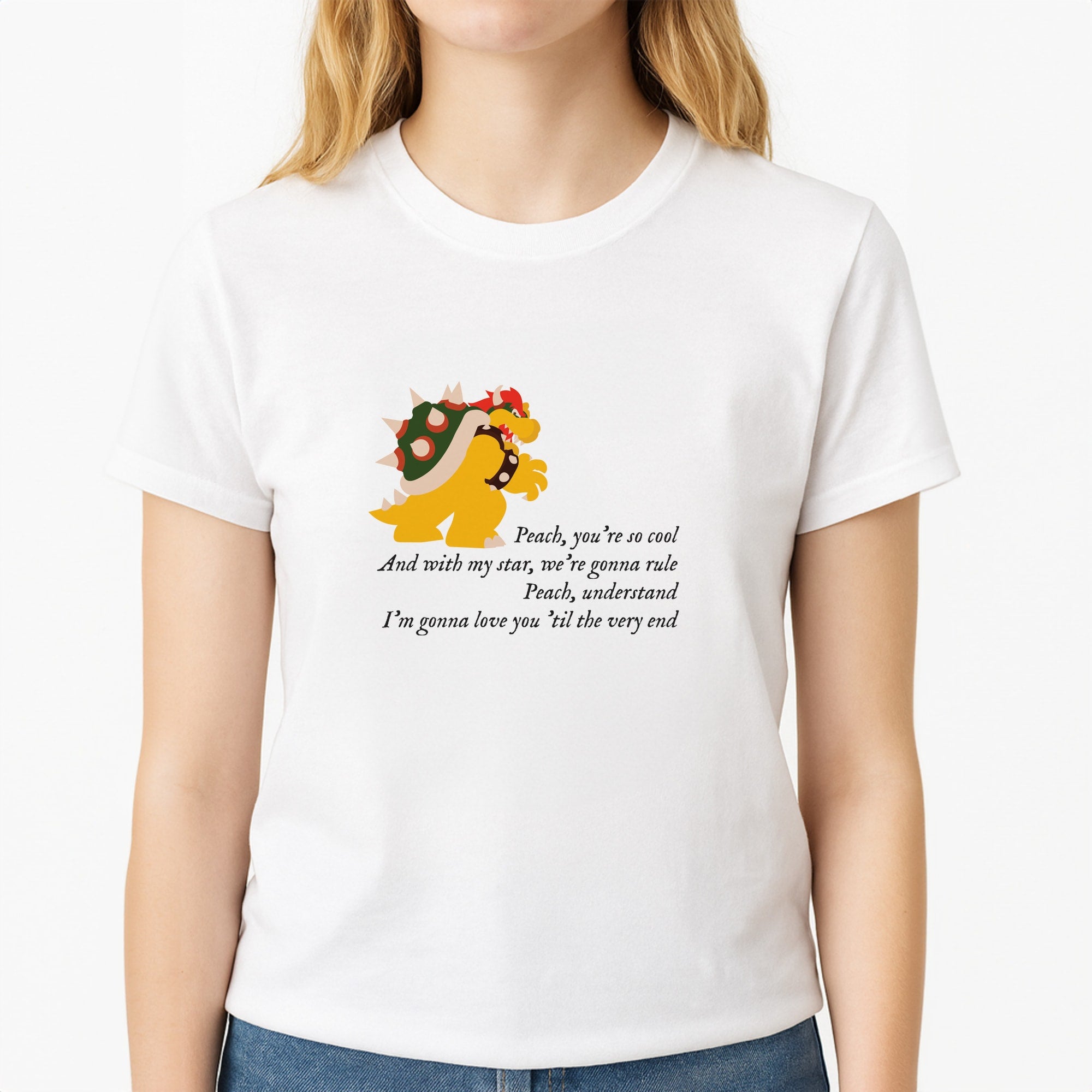 Peach, You're So Cool Unisex T-Shirt, worn by a female model