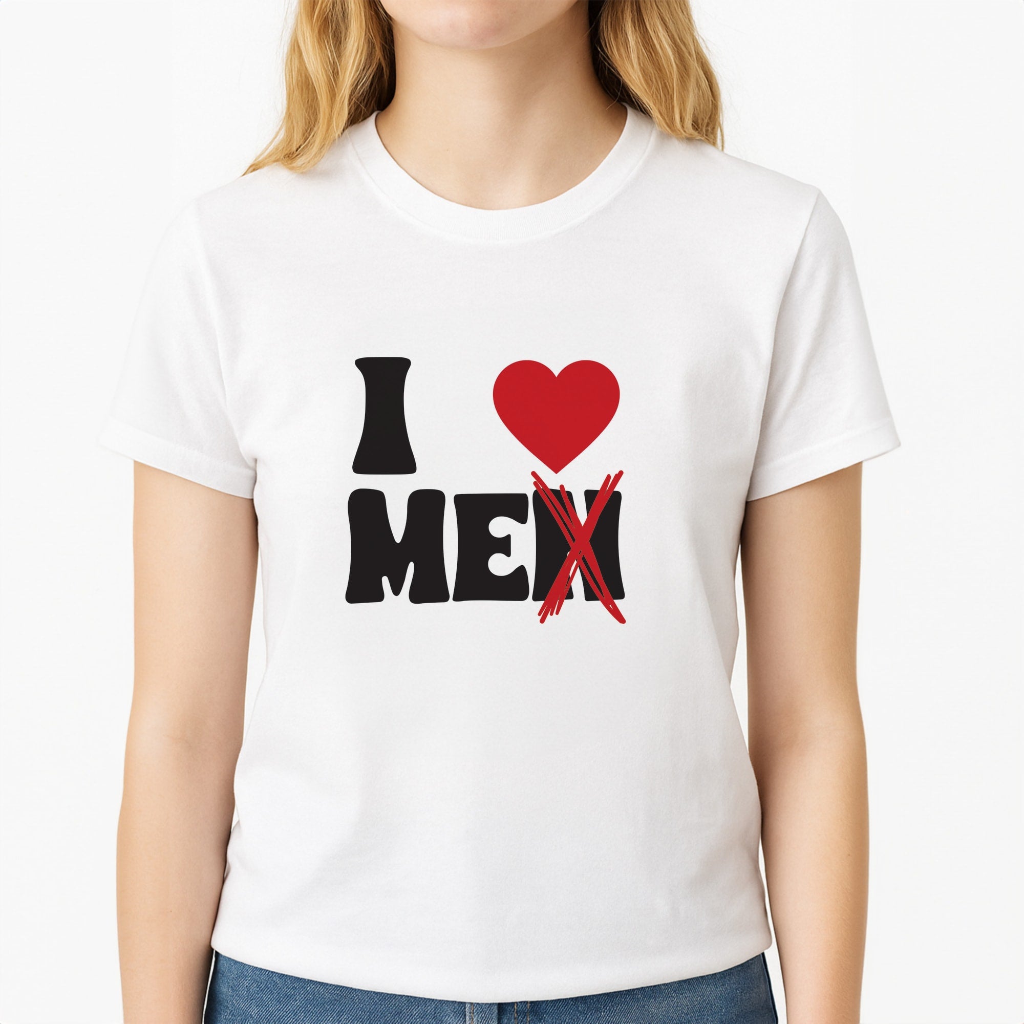 I Love Me - Funny Quotes Unisex T-Shirt, worn by a female model