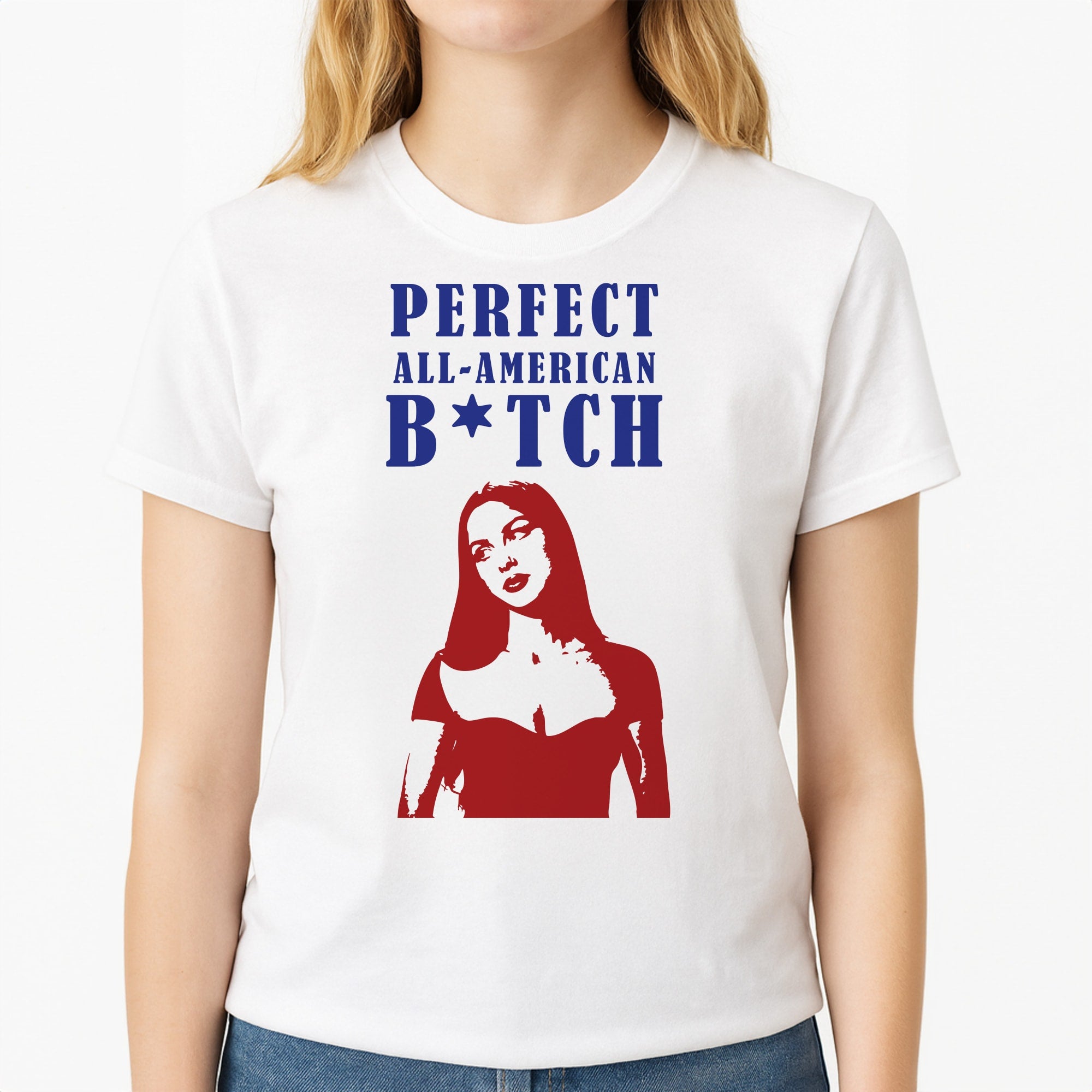 All American Stripes Unisex T-Shirt, worn by a female model