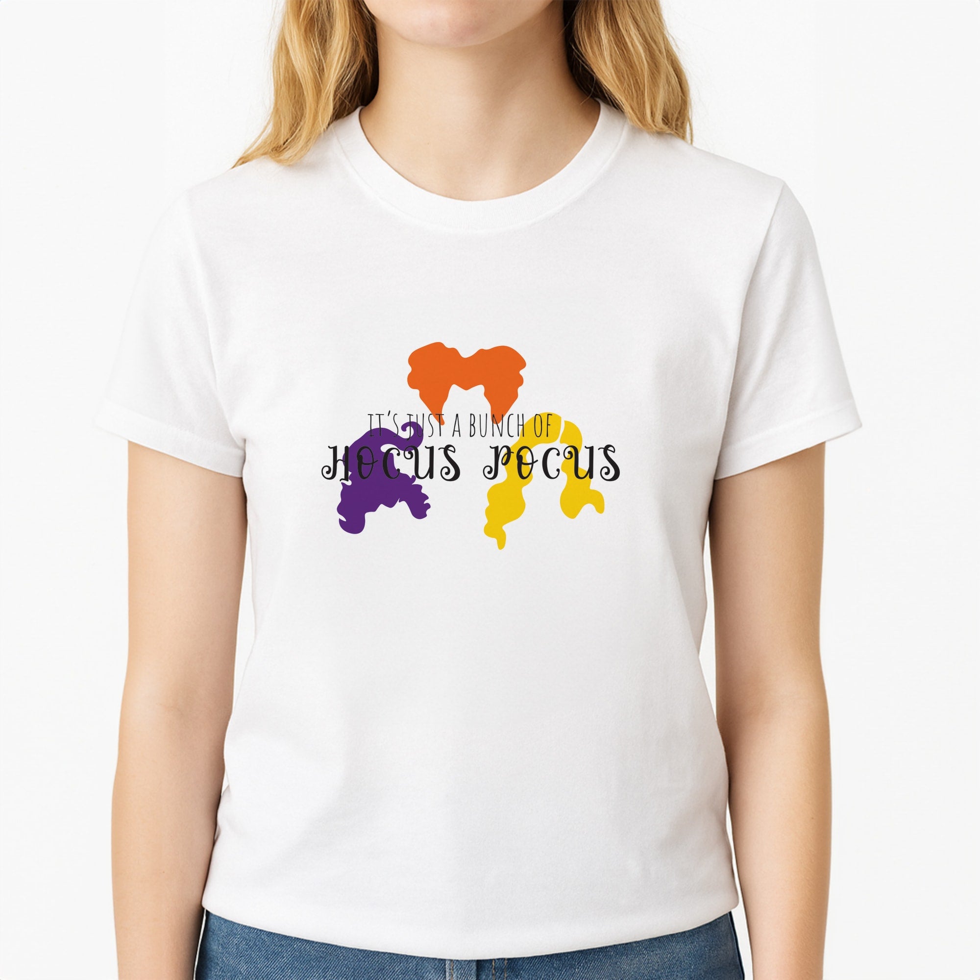Hocus Halloween Time - Hocus Halloween Unisex T-Shirt, worn by a female model