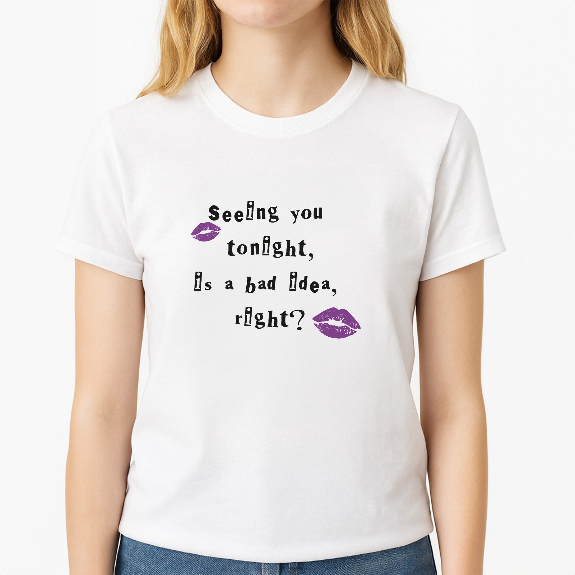 Seeing You Tonight - Olivia Unisex T-Shirt, worn by a female model