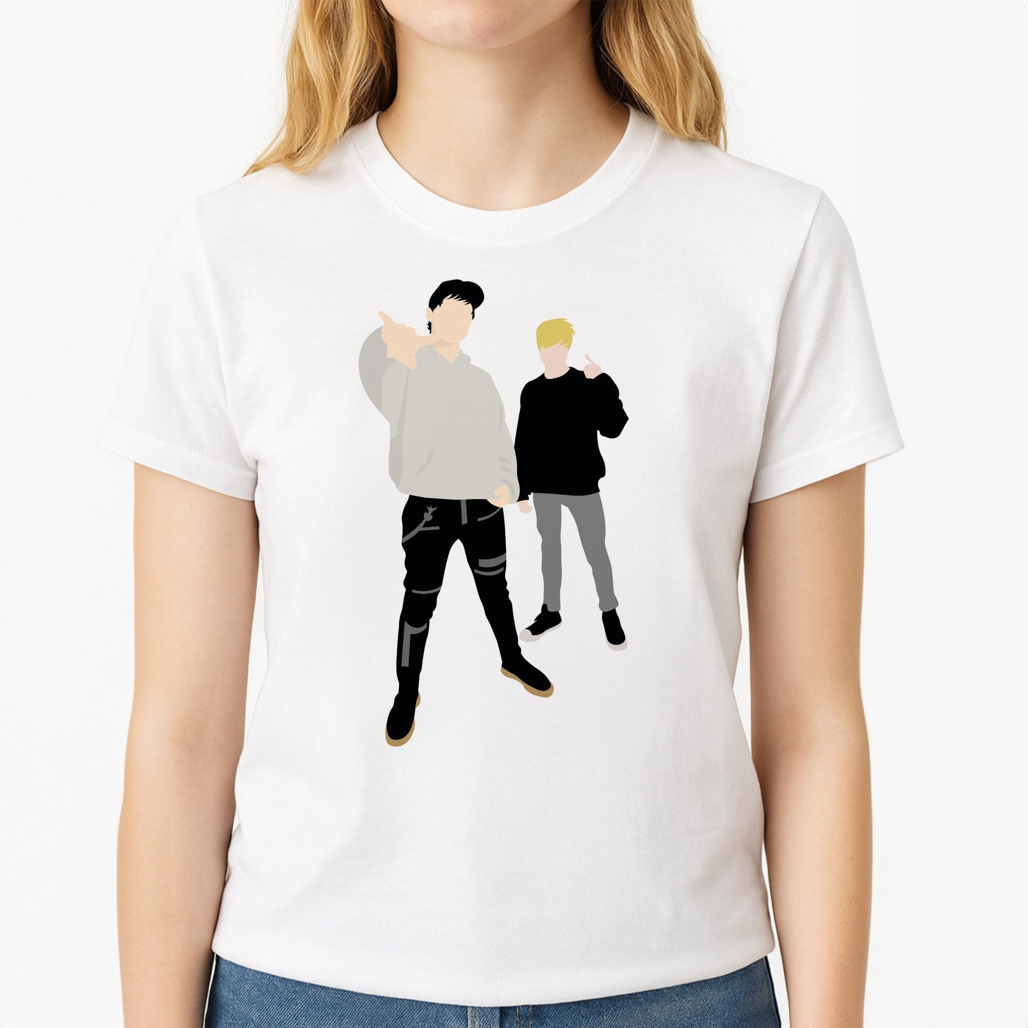 Standing - S & C Unisex T-Shirt, worn by a female model