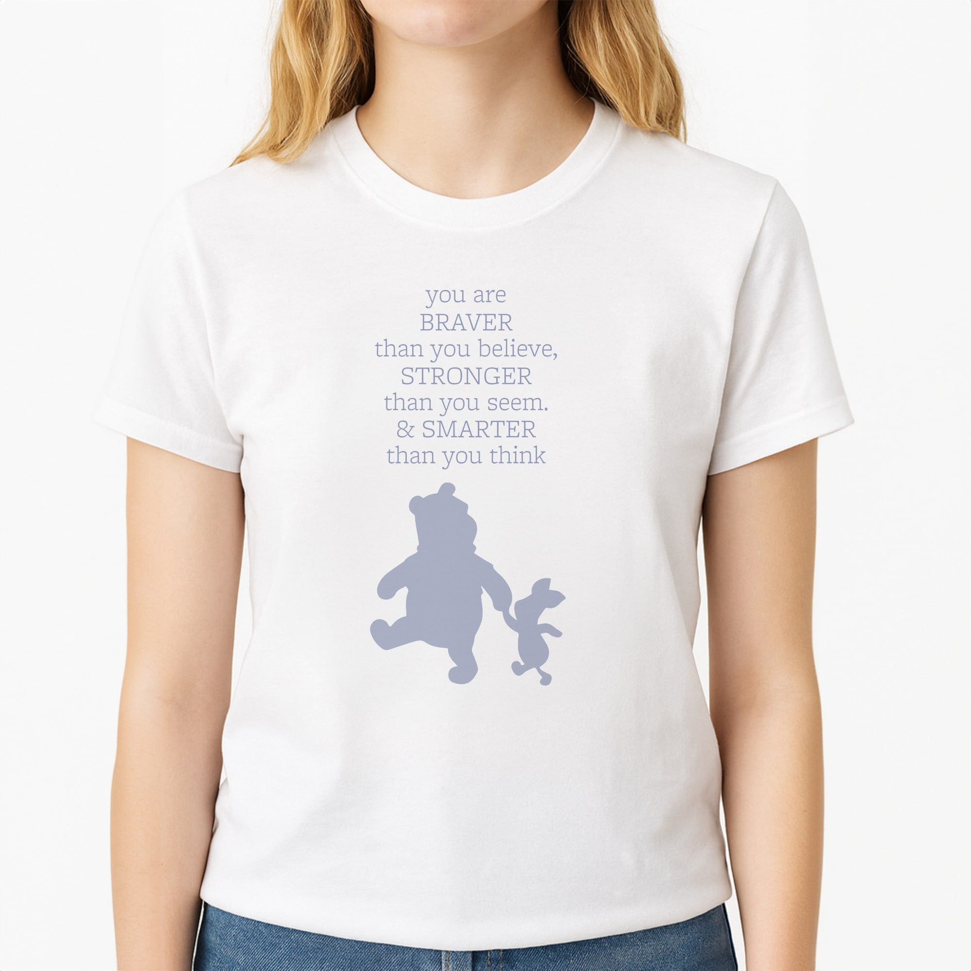 Braver, Stronger, Smarter Unisex T-Shirt, worn by a female model