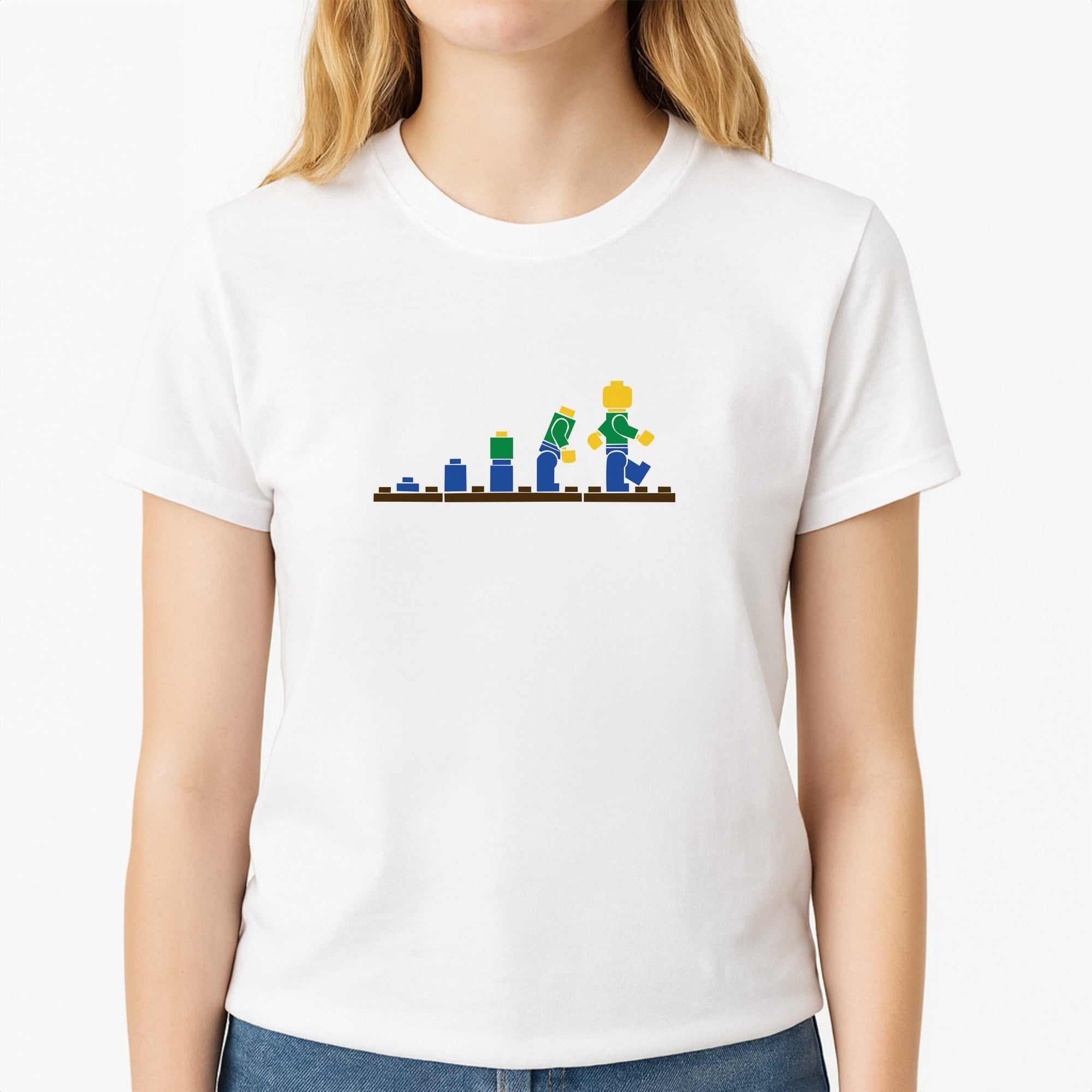 Building - Bricks Unisex T-Shirt, worn by a female model