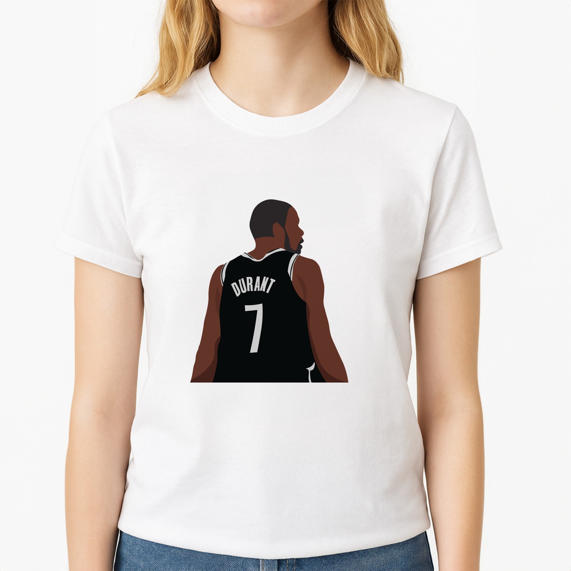 Durant - Basketball Unisex T-Shirt, worn by a female model