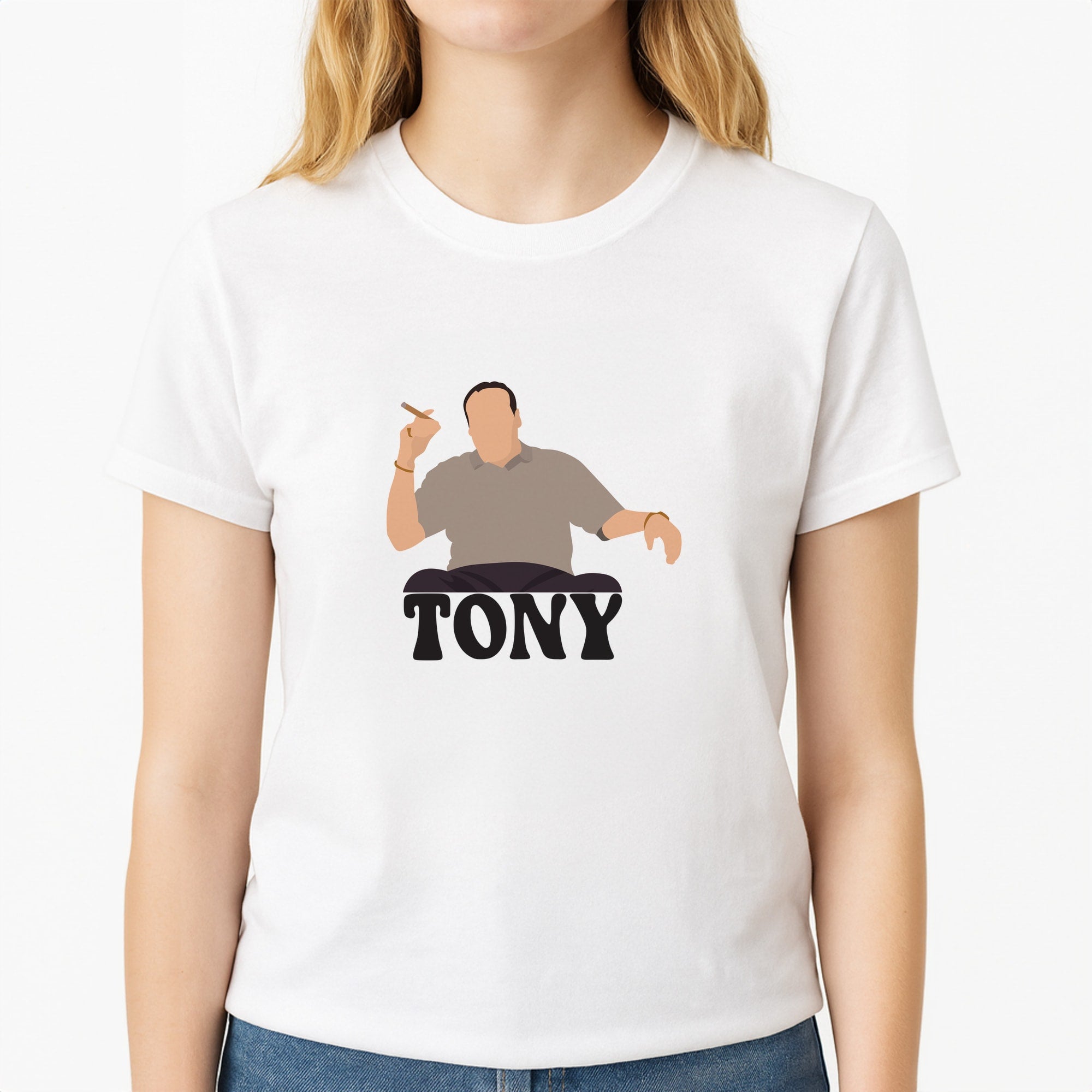 Tony Unisex T-Shirt, worn by a female model