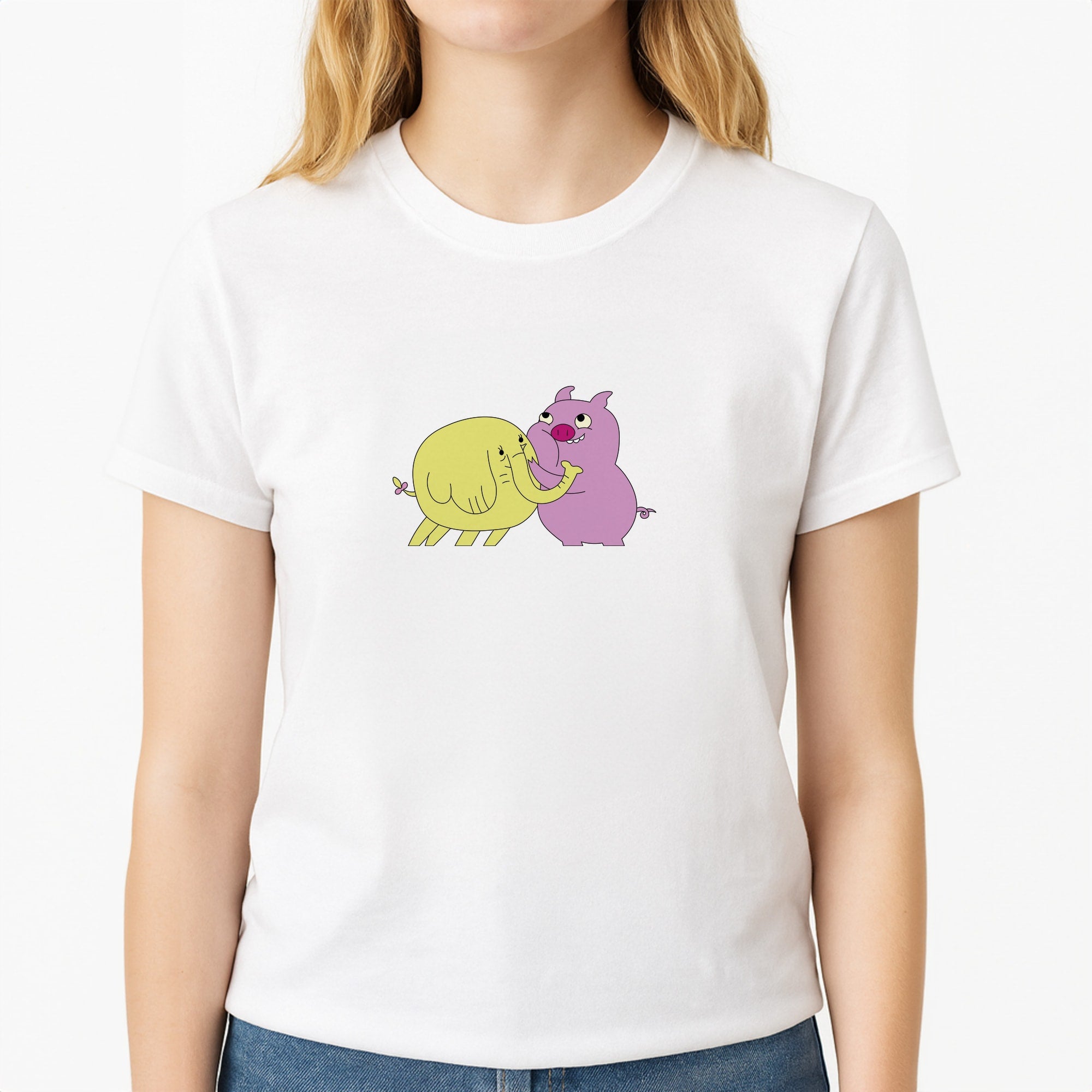 Tree Trunks Unisex T-Shirt, worn by a female model