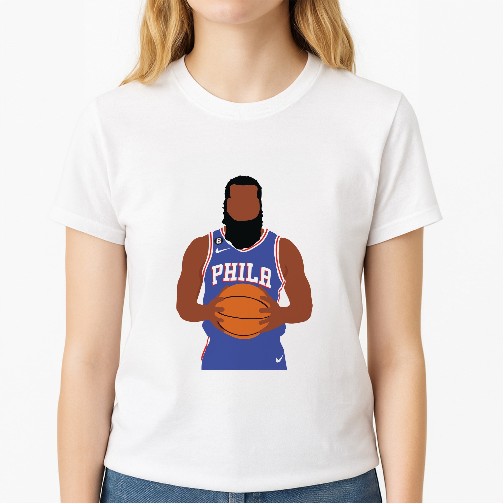 Harden - Basketball Unisex T-Shirt, worn by a female model
