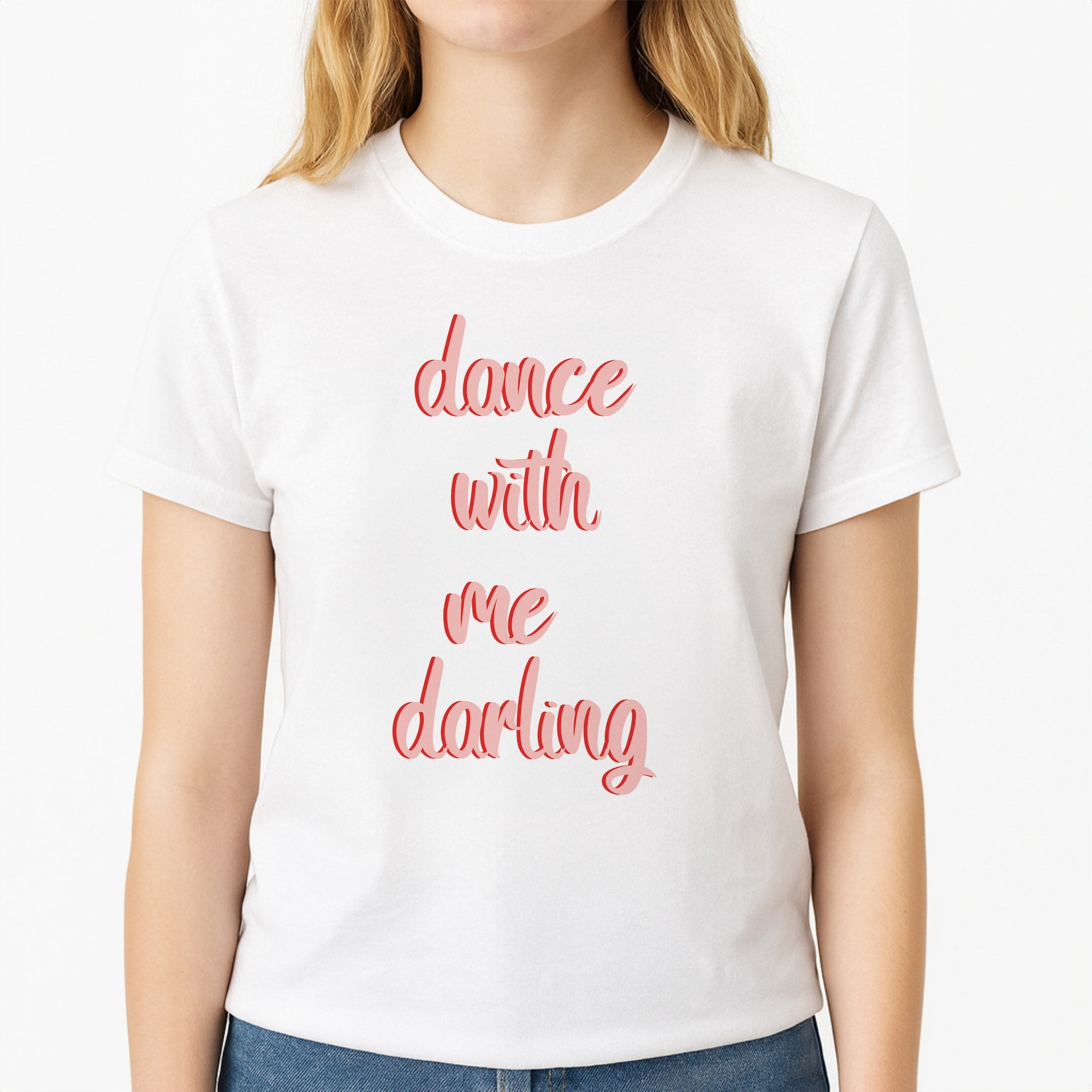 Dance With Me Darling - Fender Unisex T-Shirt, worn by a female model