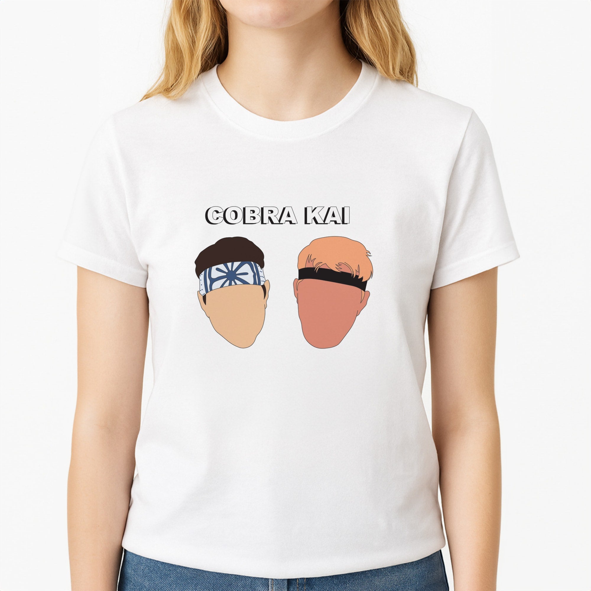 Johnny And LaRusso Unisex T-Shirt, worn by a female model
