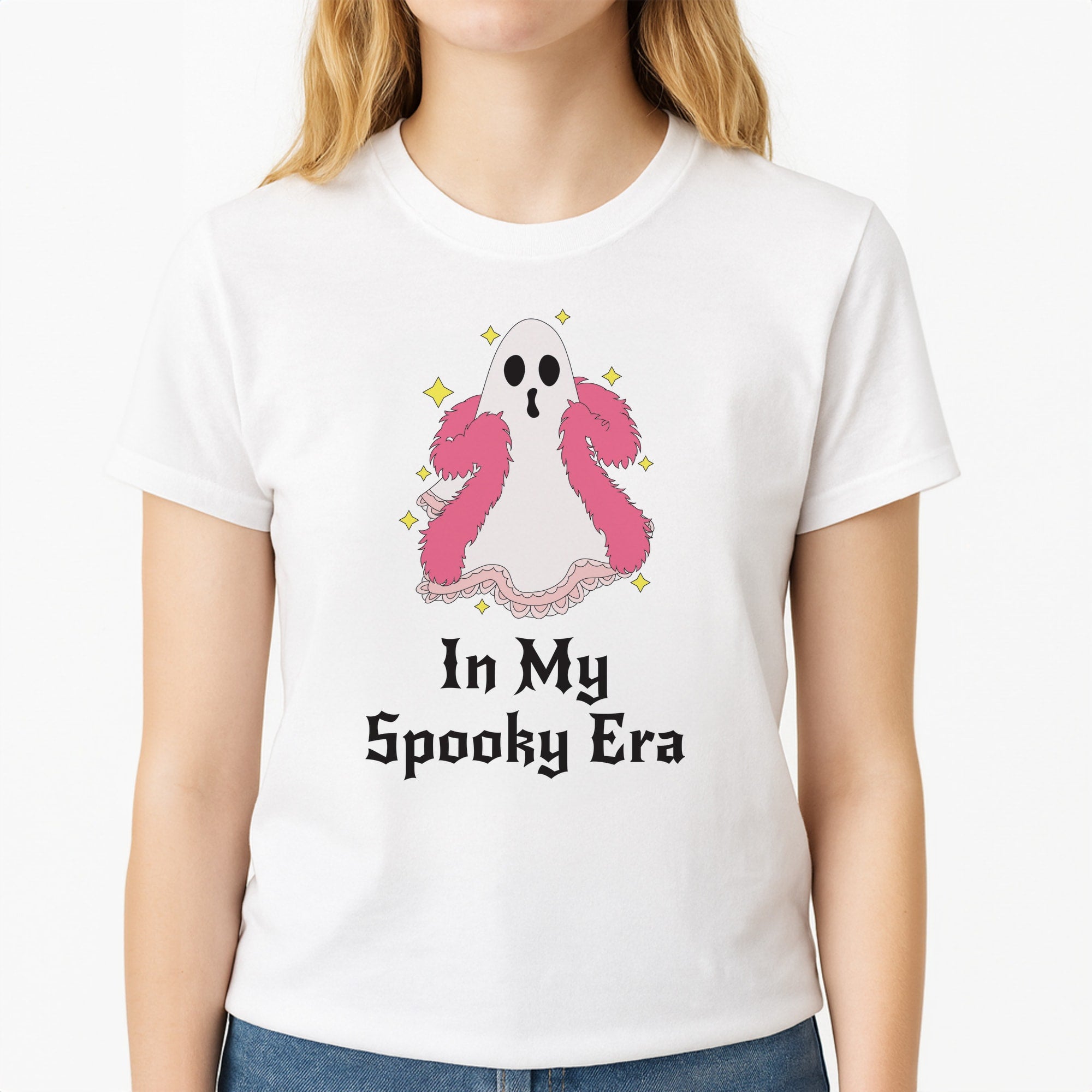 In My Spooky Era Unisex T-Shirt, worn by a female model