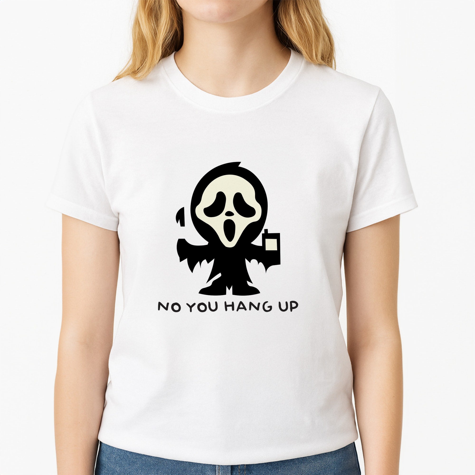 Baby Ghostface - Scream Unisex T-Shirt, worn by a female model
