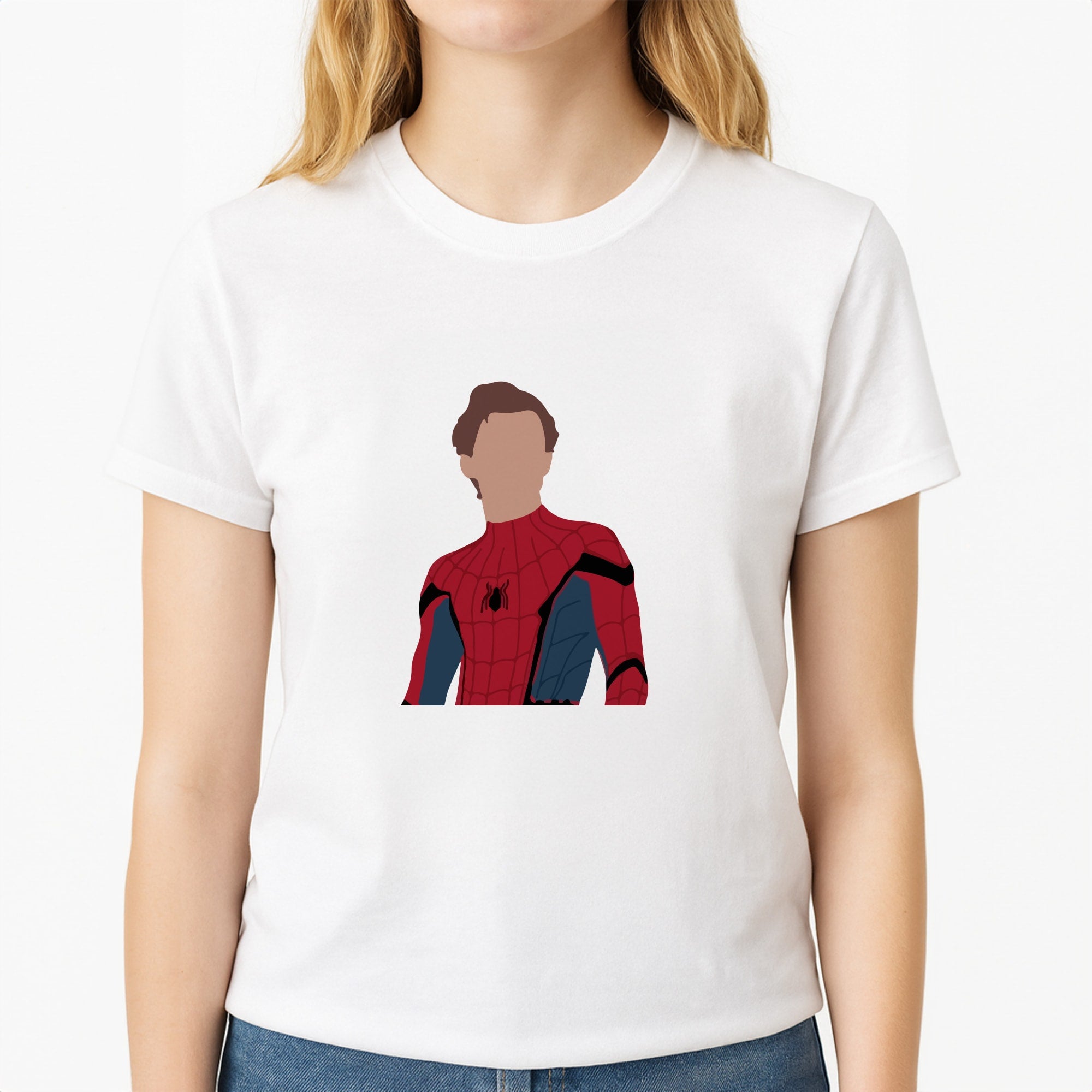 Spiderman Unisex T-Shirt, worn by a female model