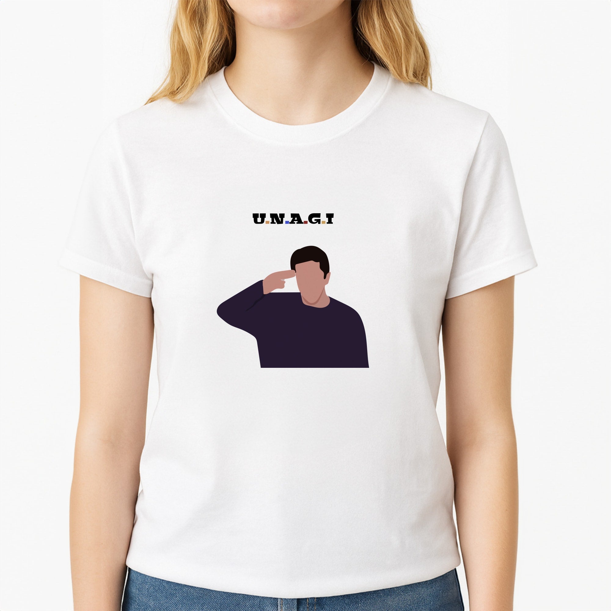 Unagi Unisex T-Shirt, worn by a female model