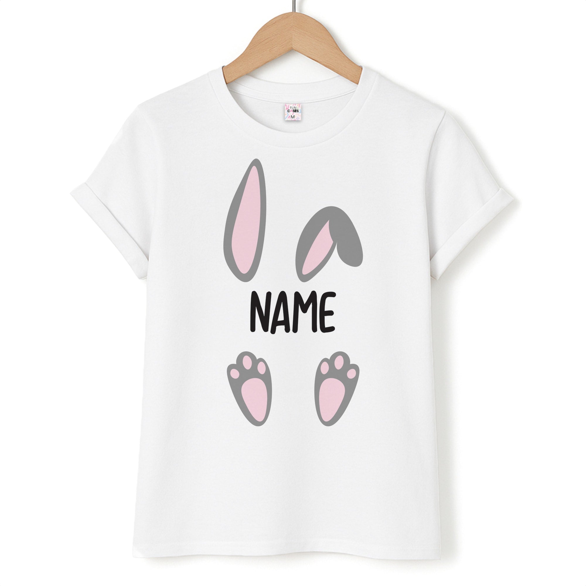 Grey Bunny Personalised Unisex T-Shirt