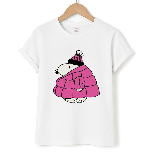 Cartoon Beagle Puffer Jacket Pink Unisex T-Shirt