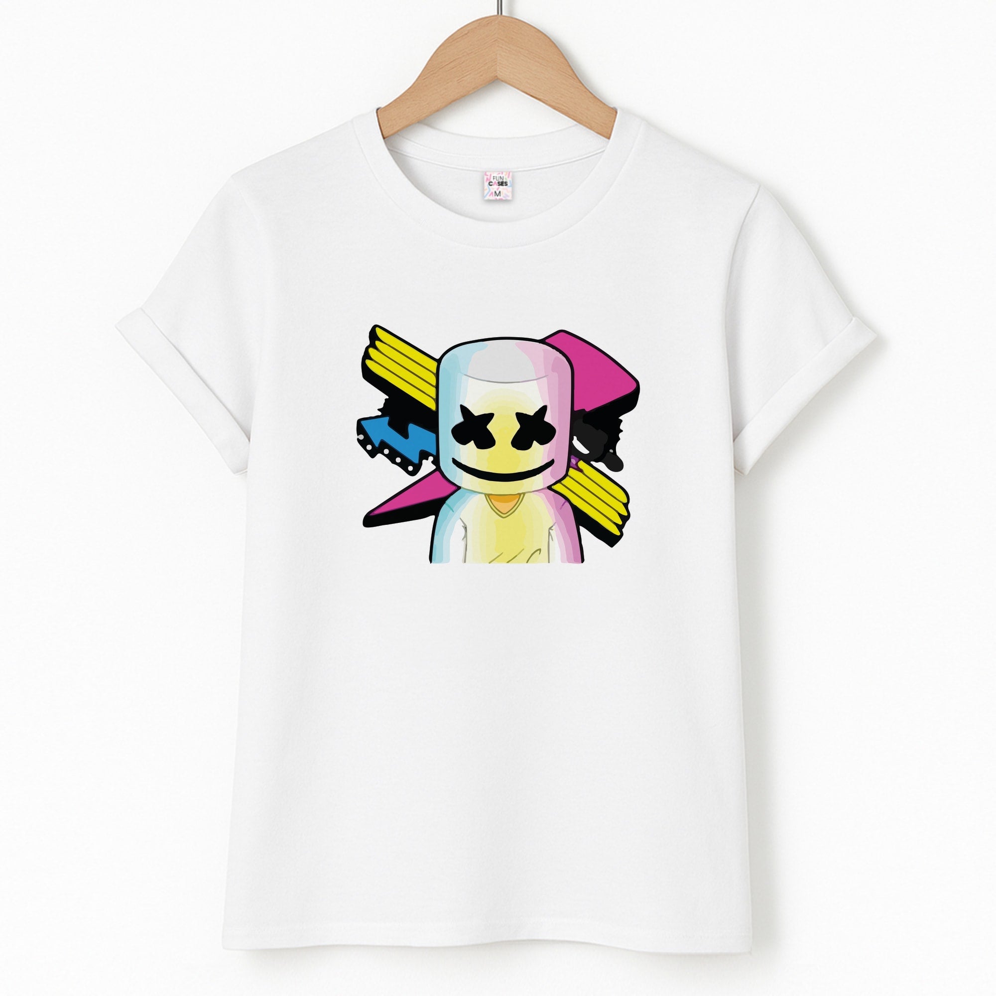 Neon Logo White Helmet DJ T-Shirt