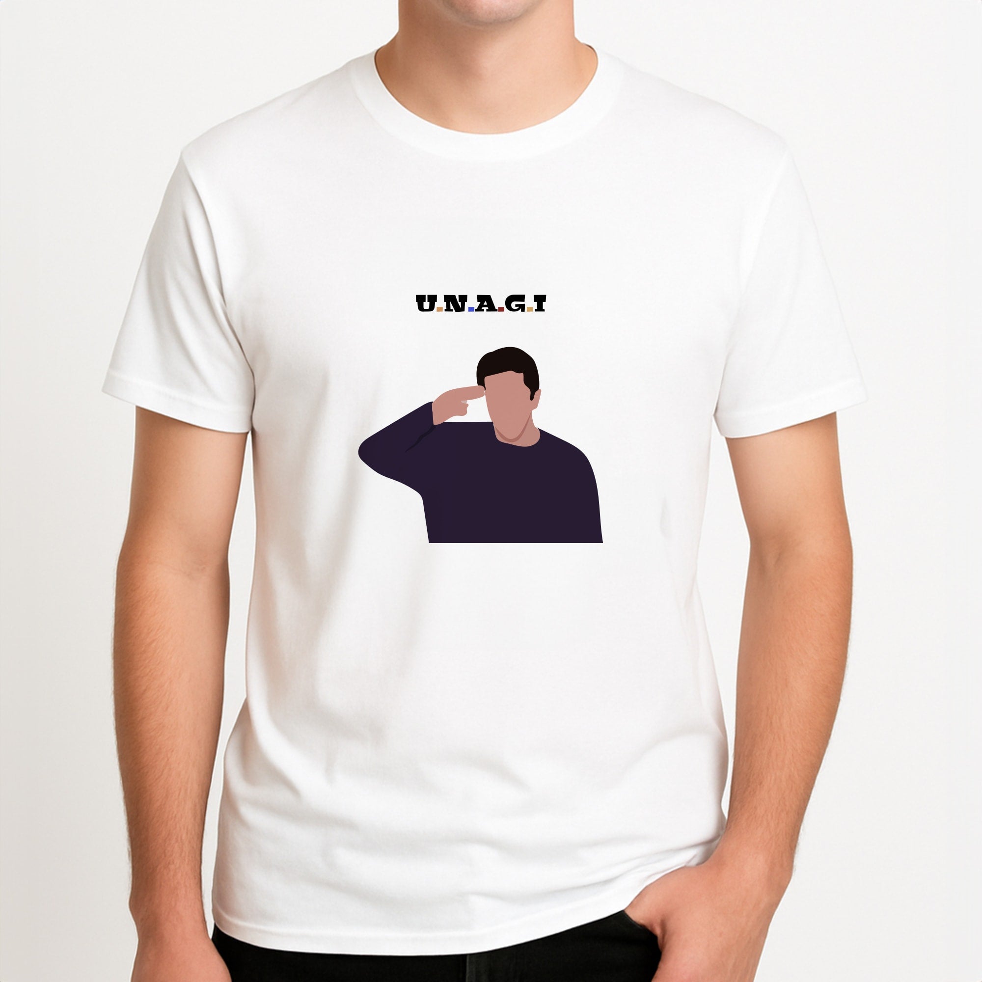 Unagi Unisex T-Shirt, worn by a male model.