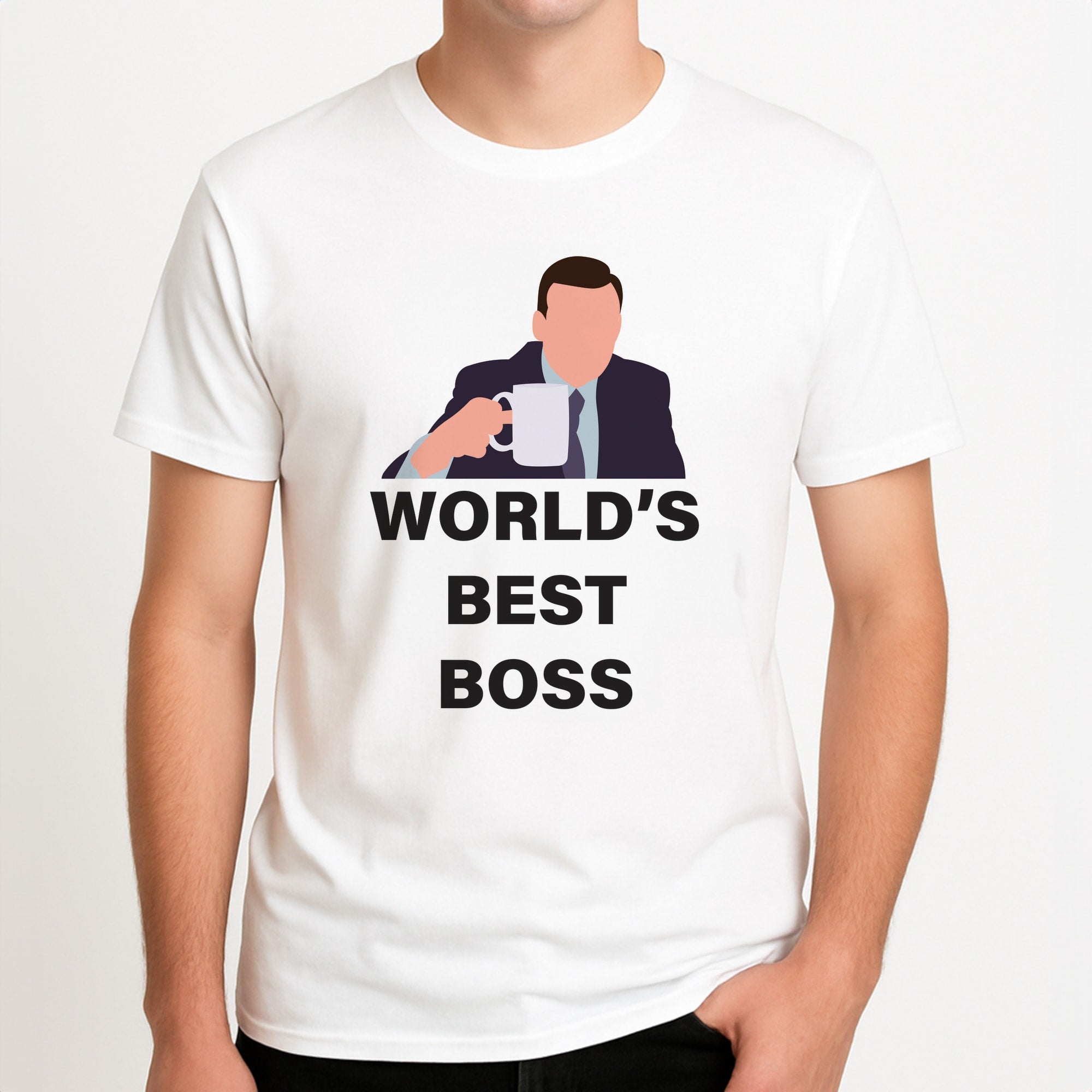 World's Best Boss - The Office Unisex T-Shirt, worn by a male model.