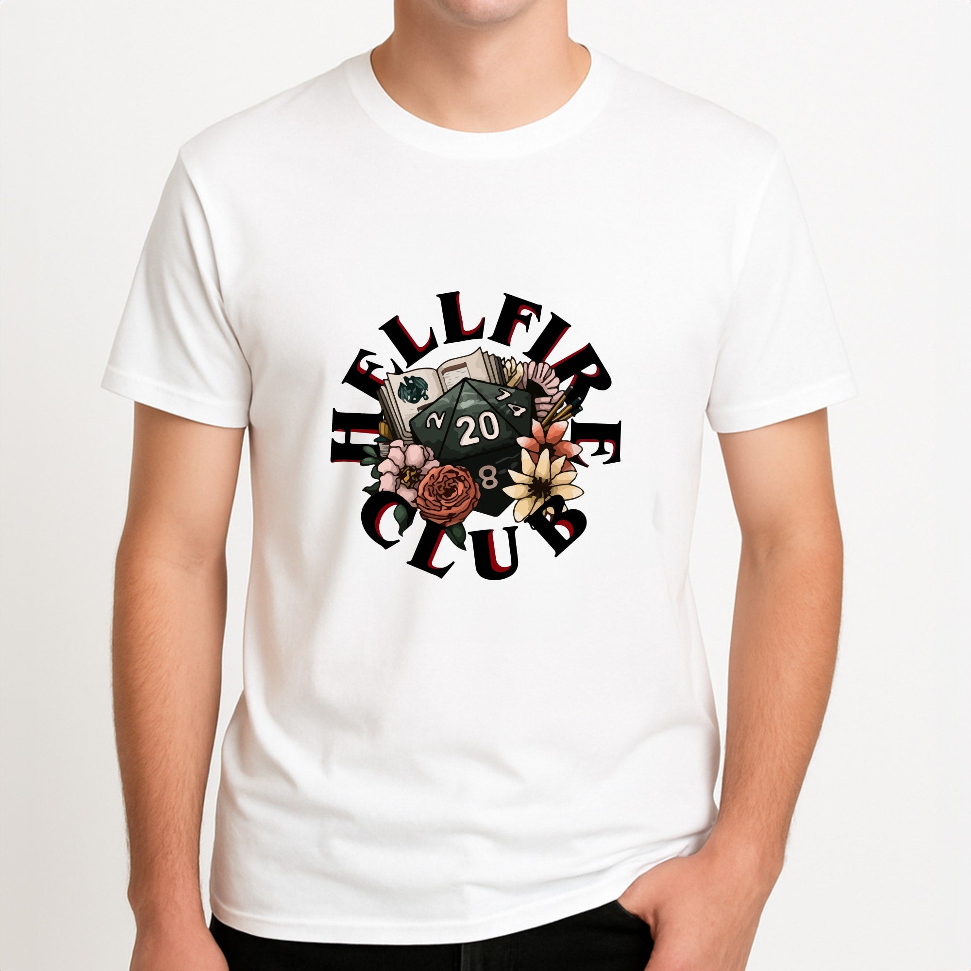 Hellfire Club Unisex T-Shirt, worn by a male model.