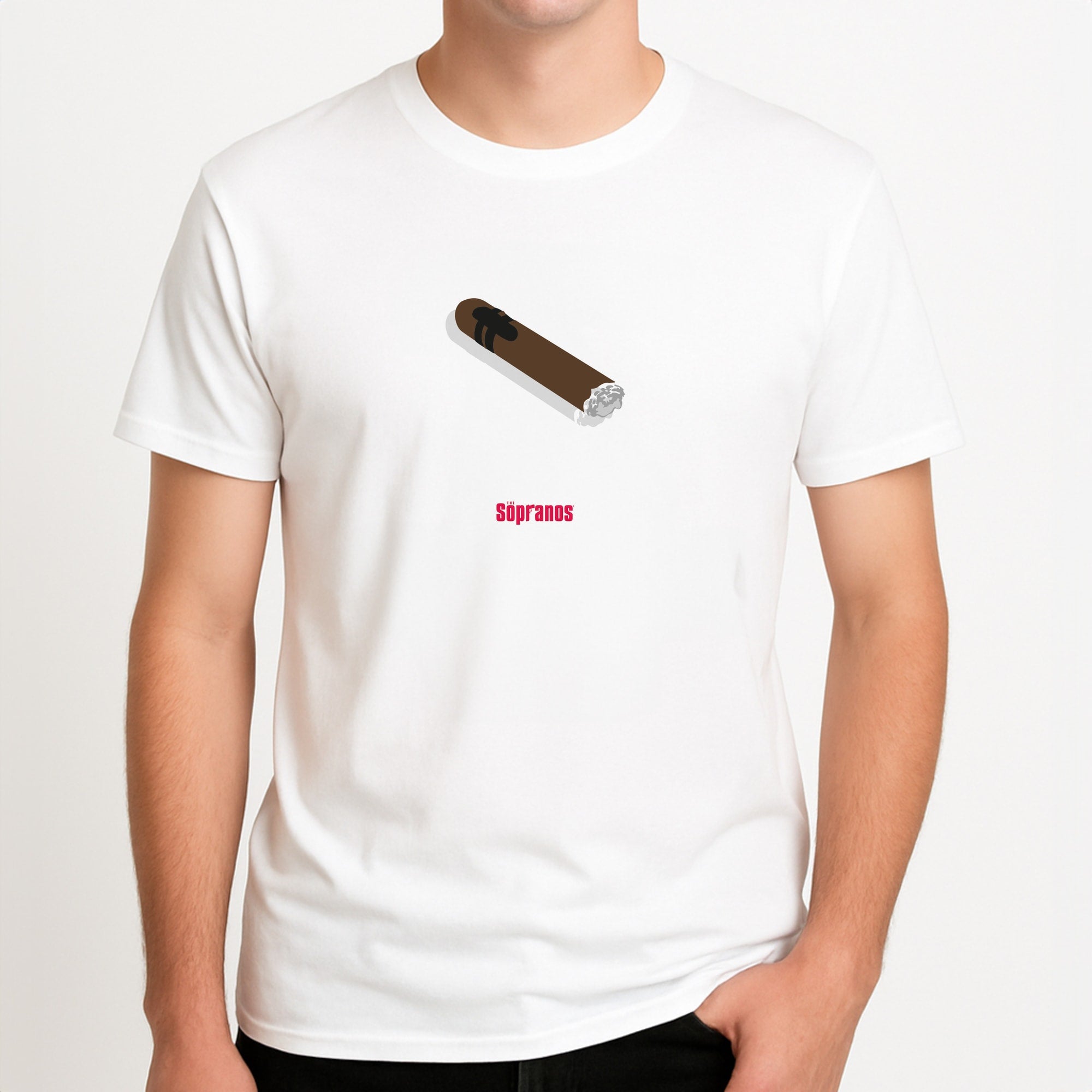 Cigar Unisex T-Shirt, worn by a male model.