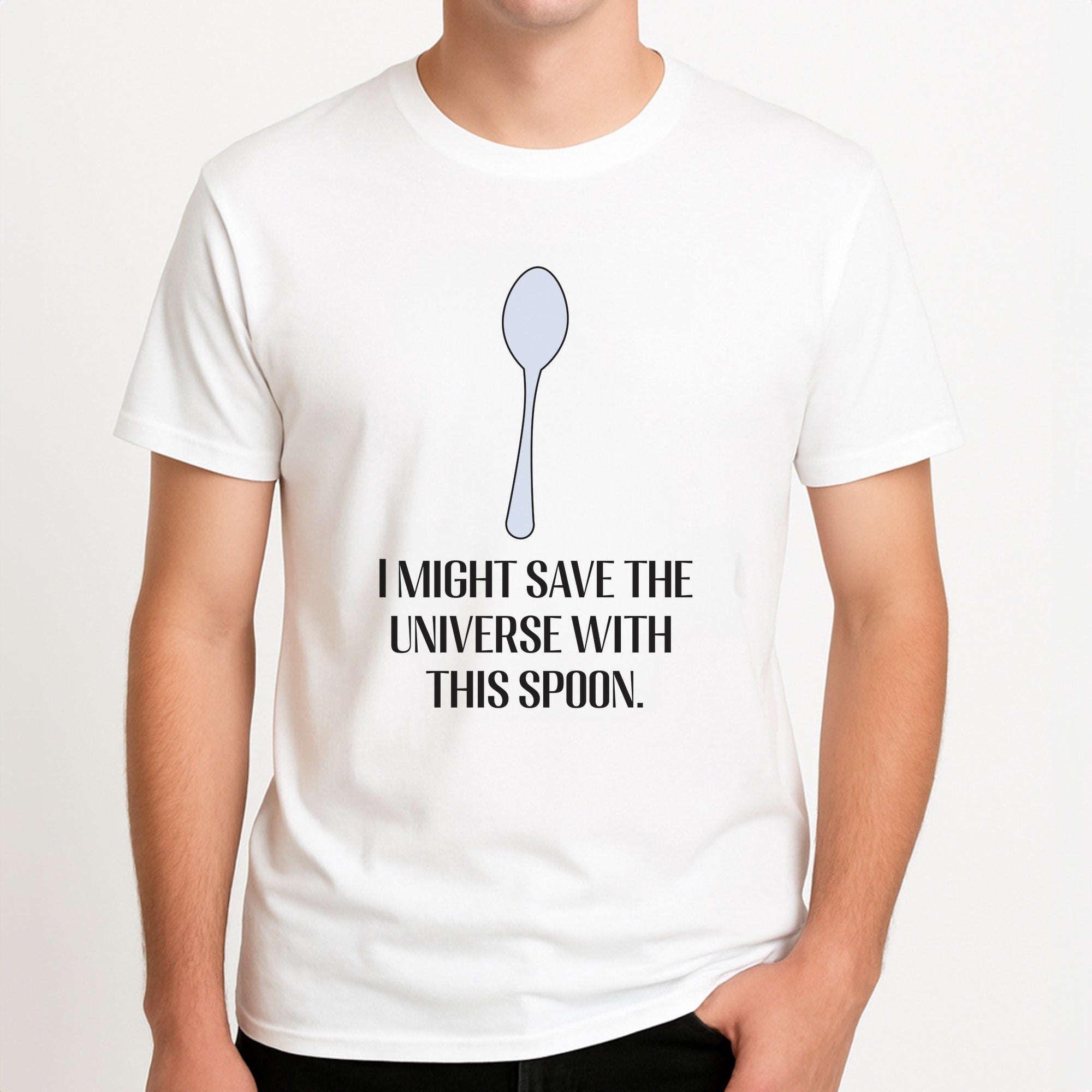 The Spoon - Doctor Who Unisex T-Shirt, worn by a male model.