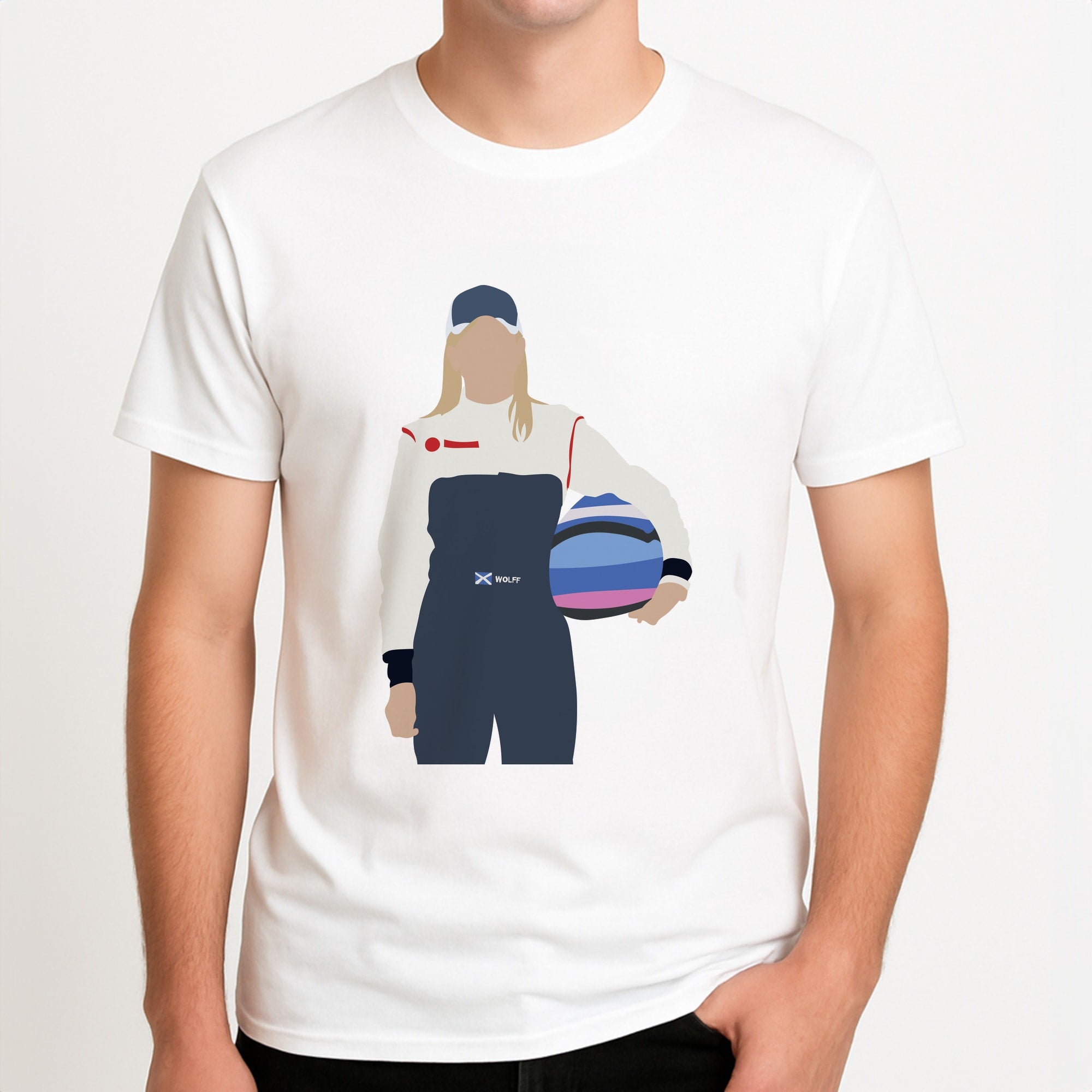 Wolf - F1 Unisex T-Shirt, worn by a male model.