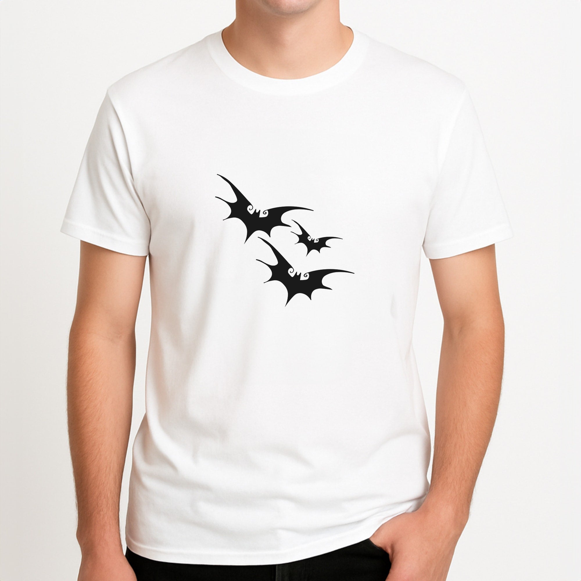 Bats - TNBC Unisex T-Shirt, worn by a male model.