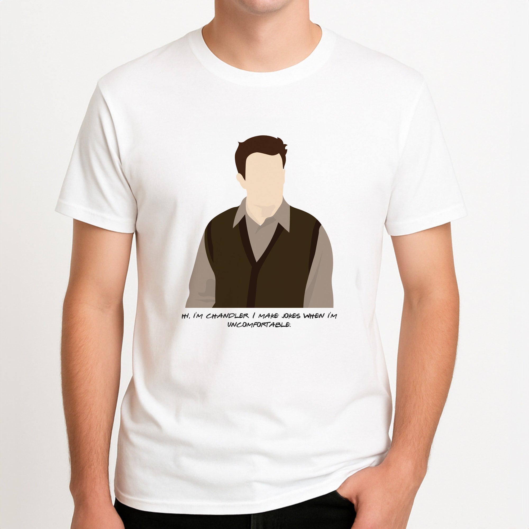 Hi, I'm Chandler Unisex T-Shirt, worn by a male model.