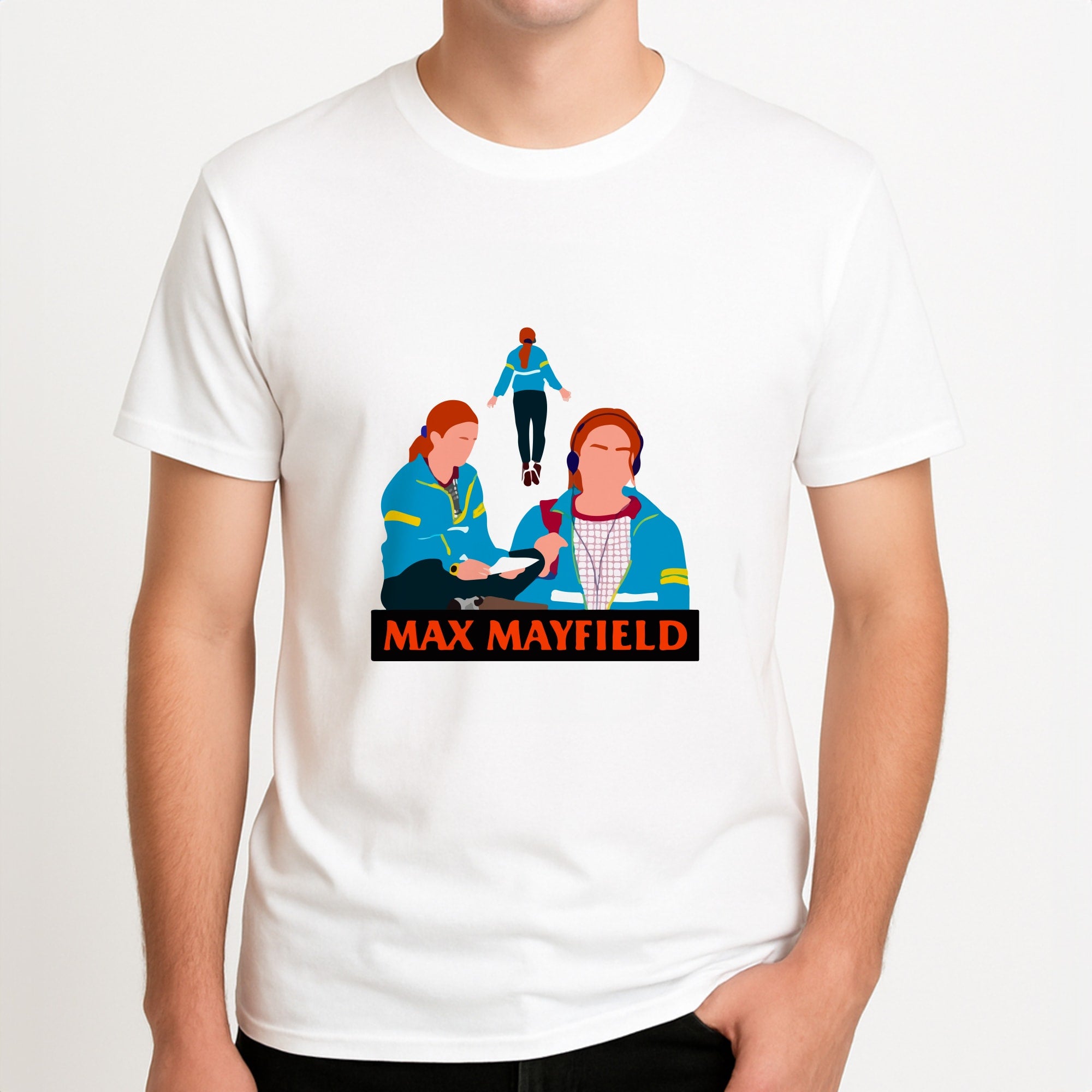 Max Mayfield Unisex T-Shirt, worn by a male model.