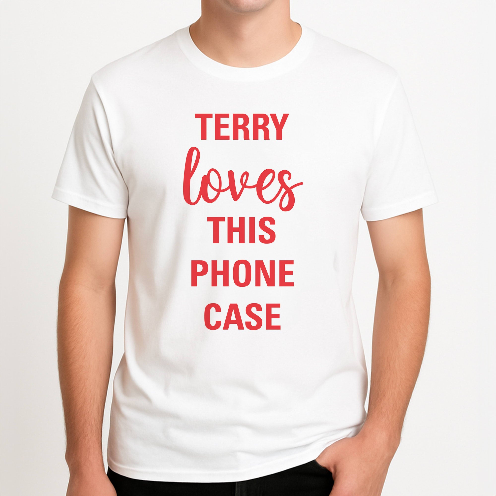 Terry Loves This Phone Case - Brooklyn Nine-Nine Unisex T-Shirt, worn by a male model.