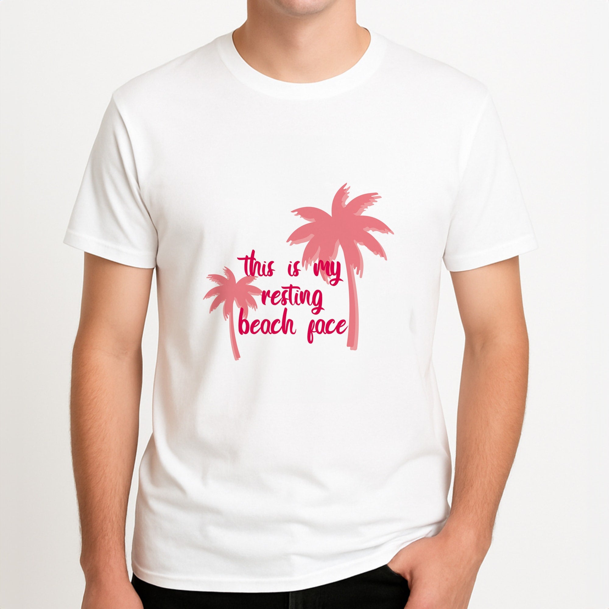 This Is My Resting Beach Face - Summer Quotes Unisex T-Shirt, worn by a male model.