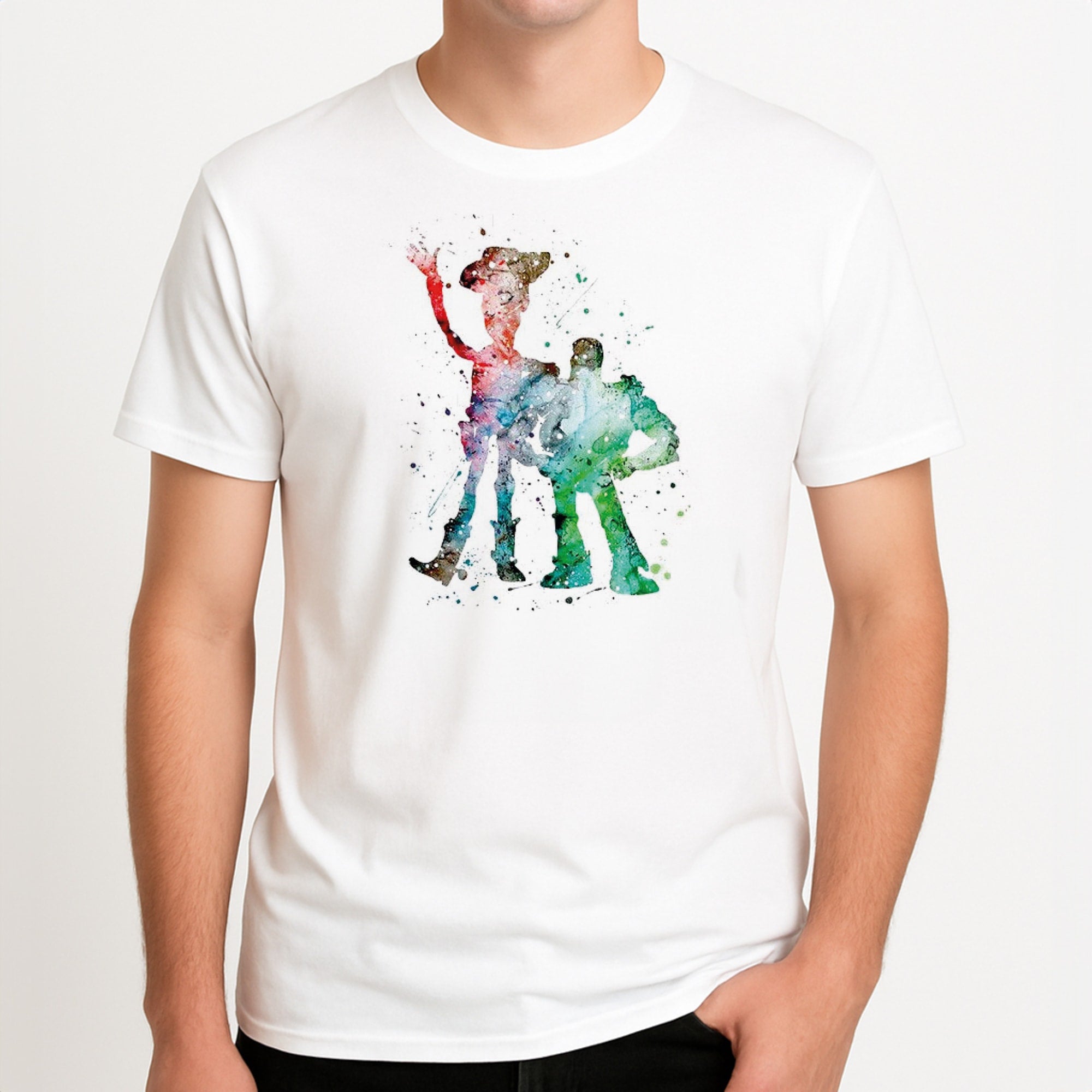 Watercolour Woody & Buzz A Story of Toys Fairytale T-Shirt