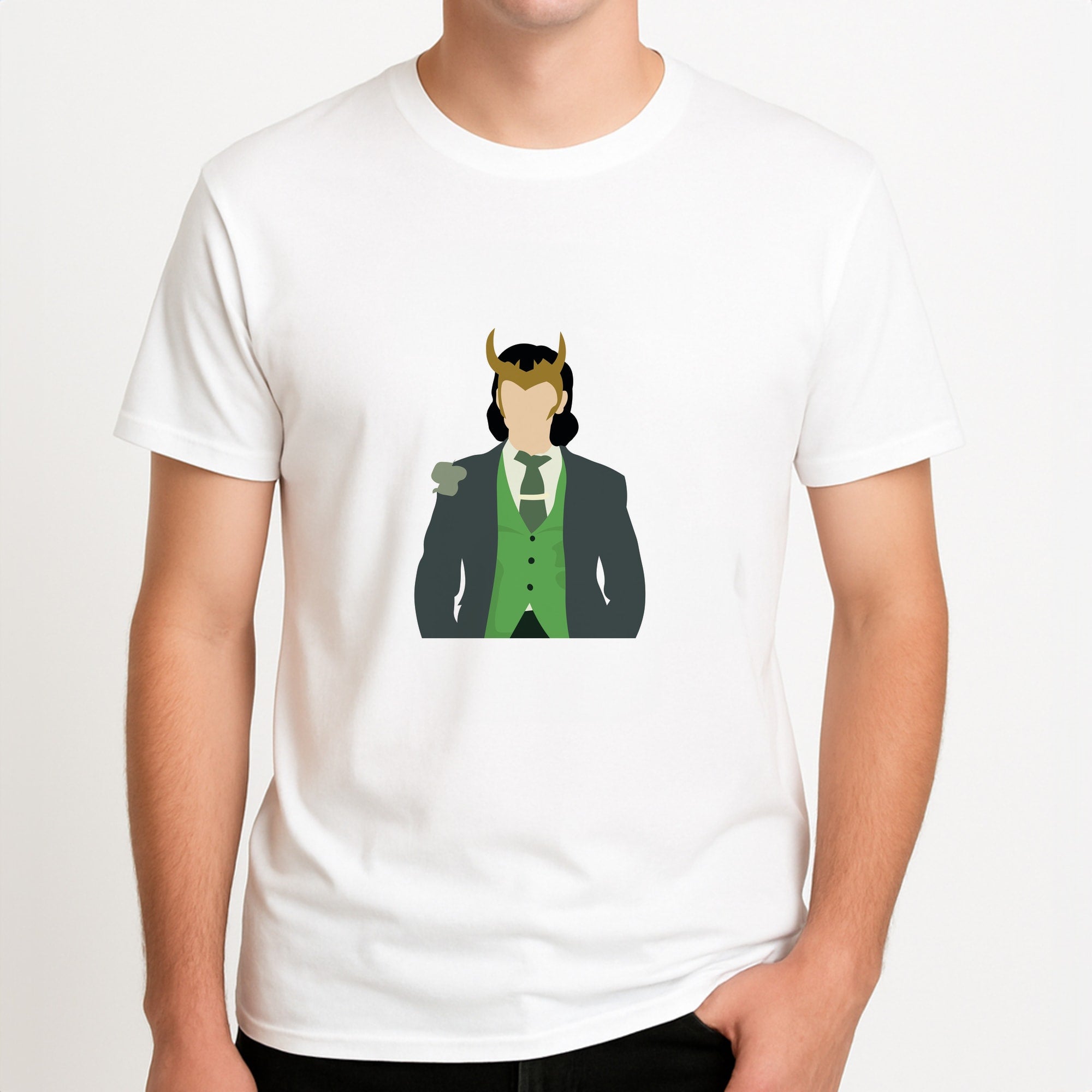 With Horns Unisex T-Shirt, worn by a male model.
