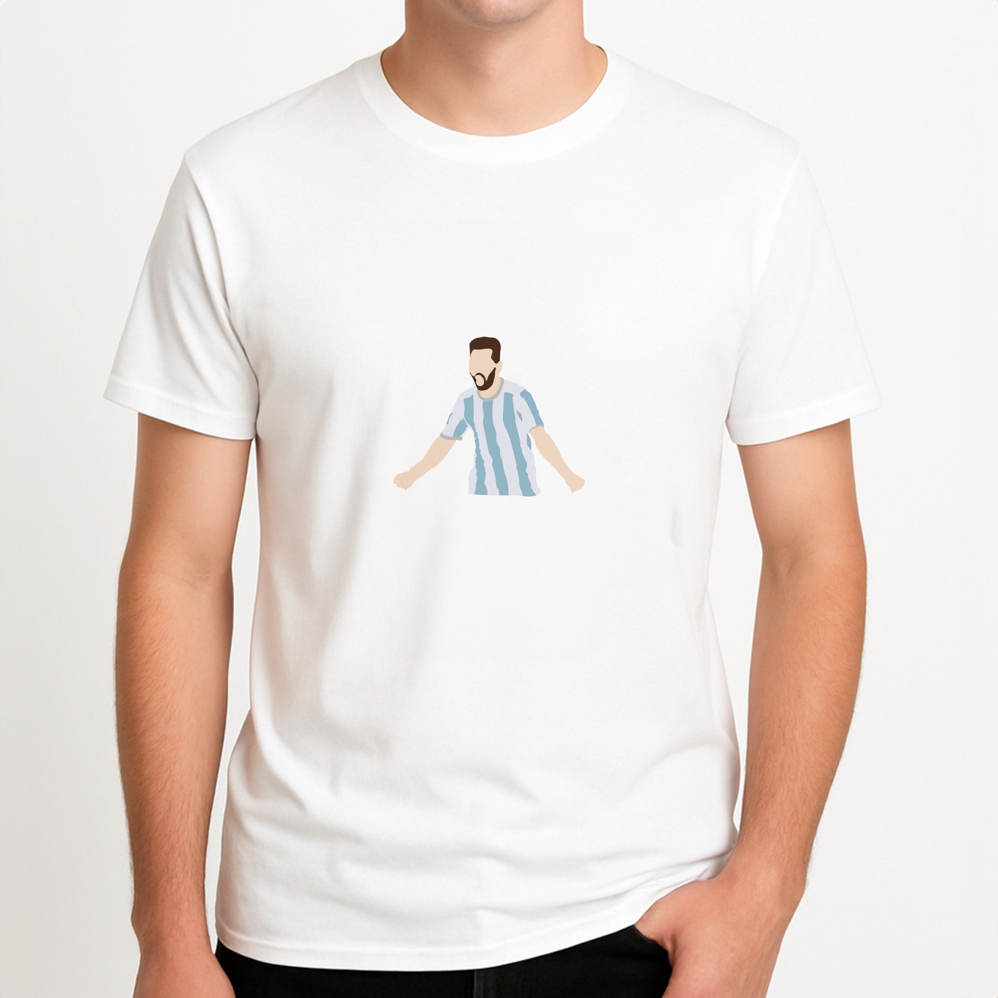 Lionel Messi Unisex T-Shirt, worn by a male model.