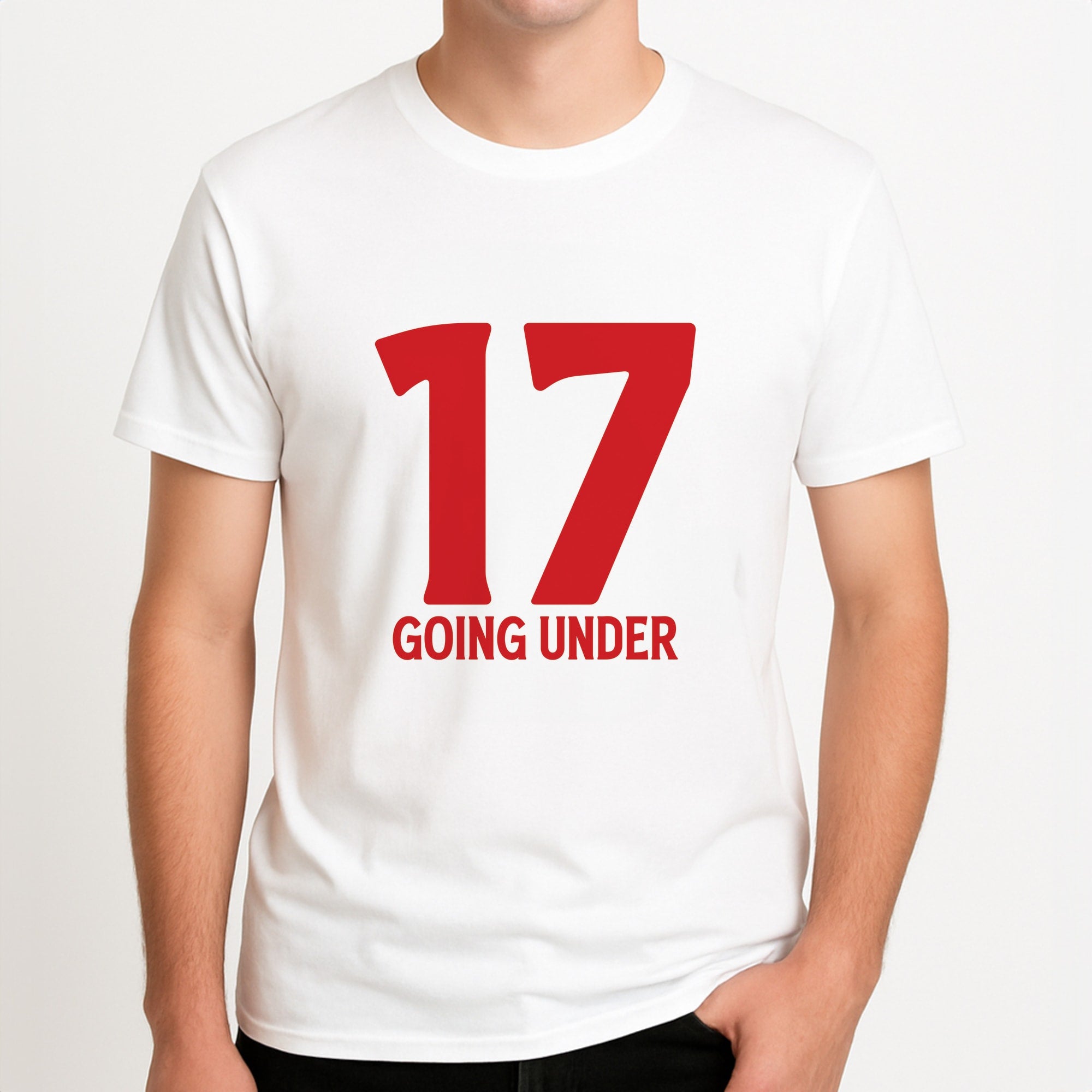 Seventeen Going Under - Fender Unisex T-Shirt, worn by a male model.