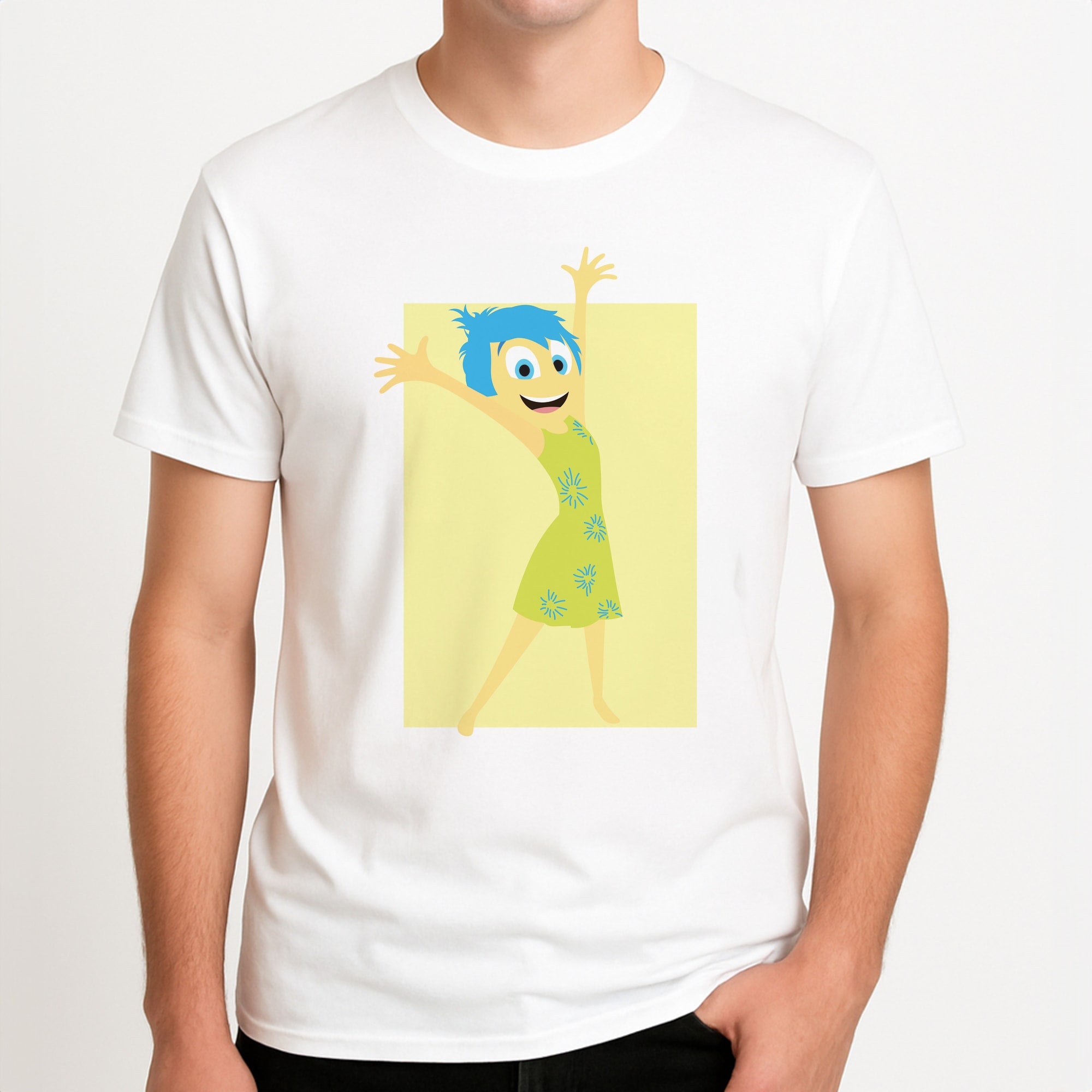 Joy - Inside Out Unisex T-Shirt, worn by a male model.