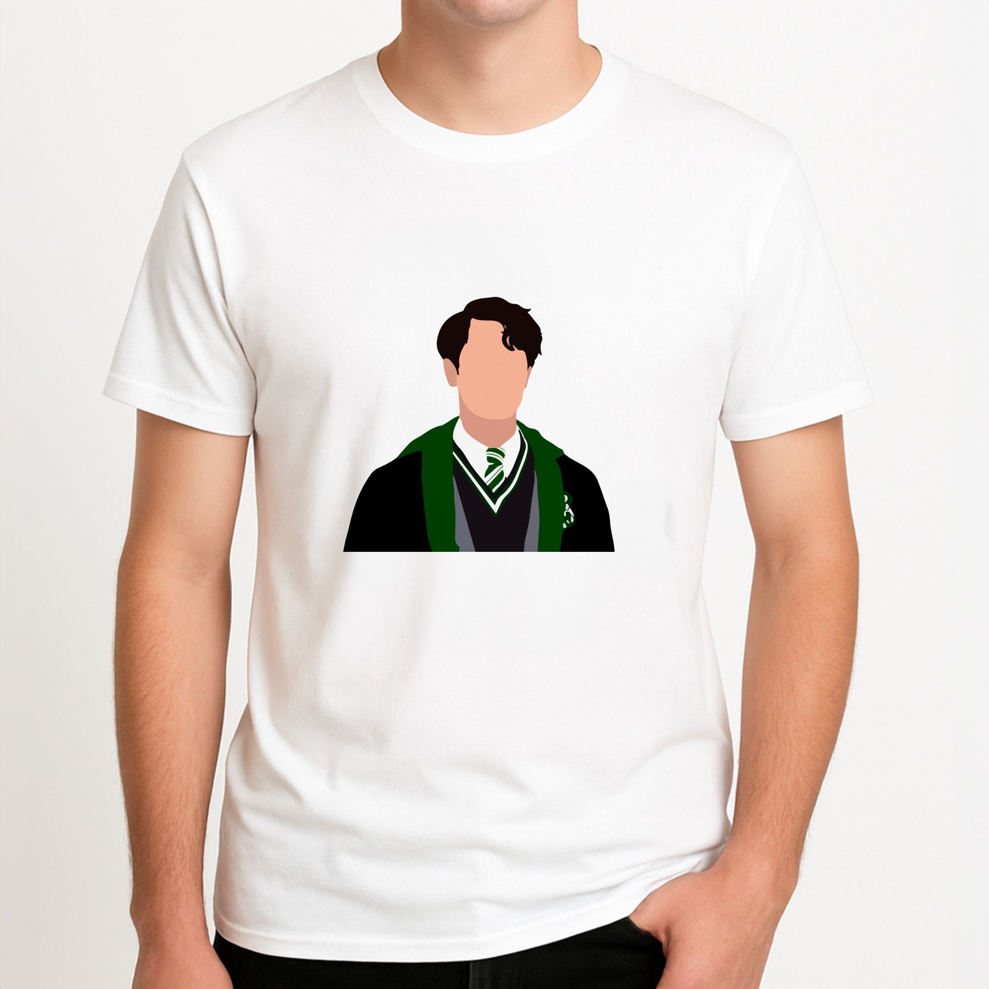 Tom Riddle Unisex T-Shirt, worn by a male model.