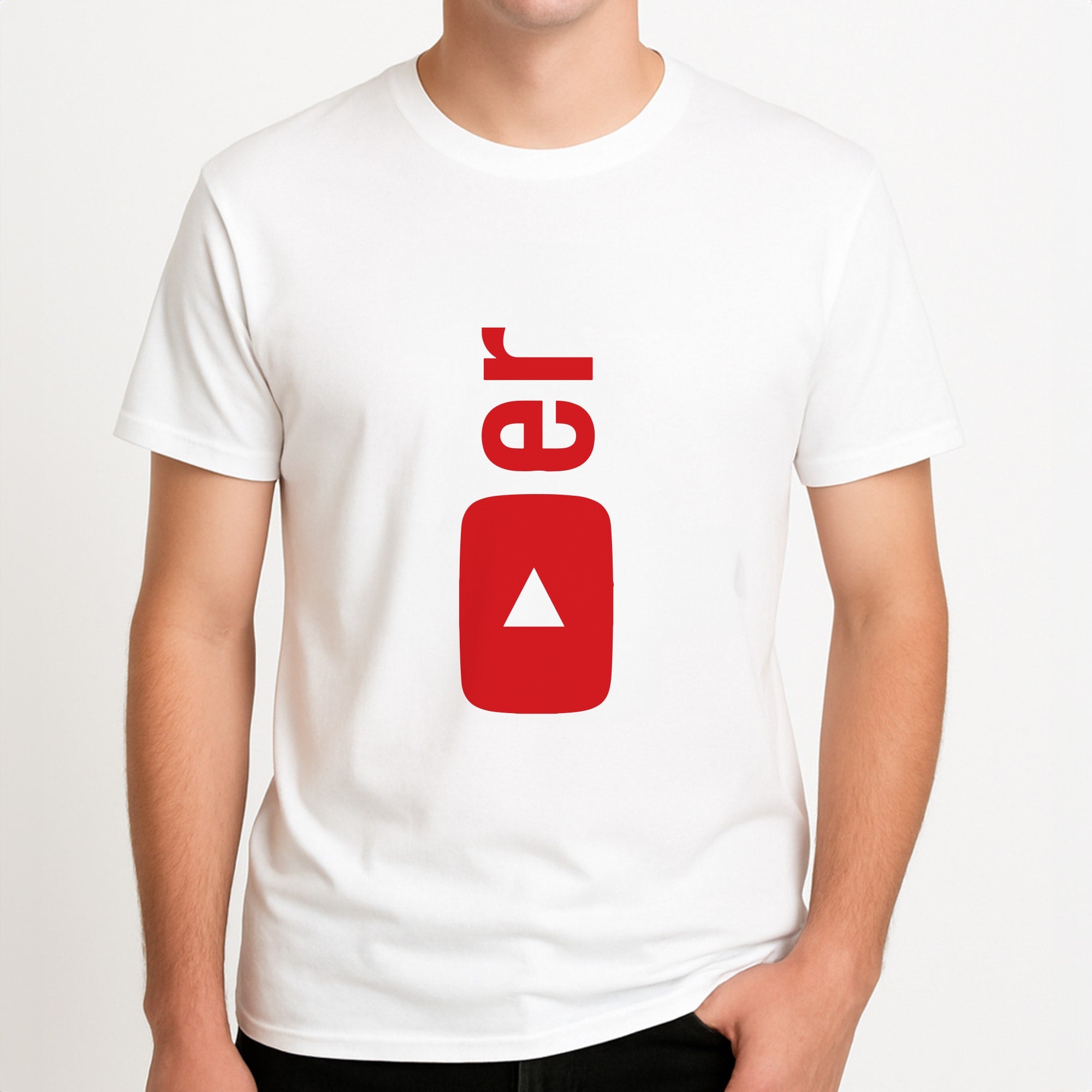 YouTuber Unisex T-Shirt, worn by a male model.