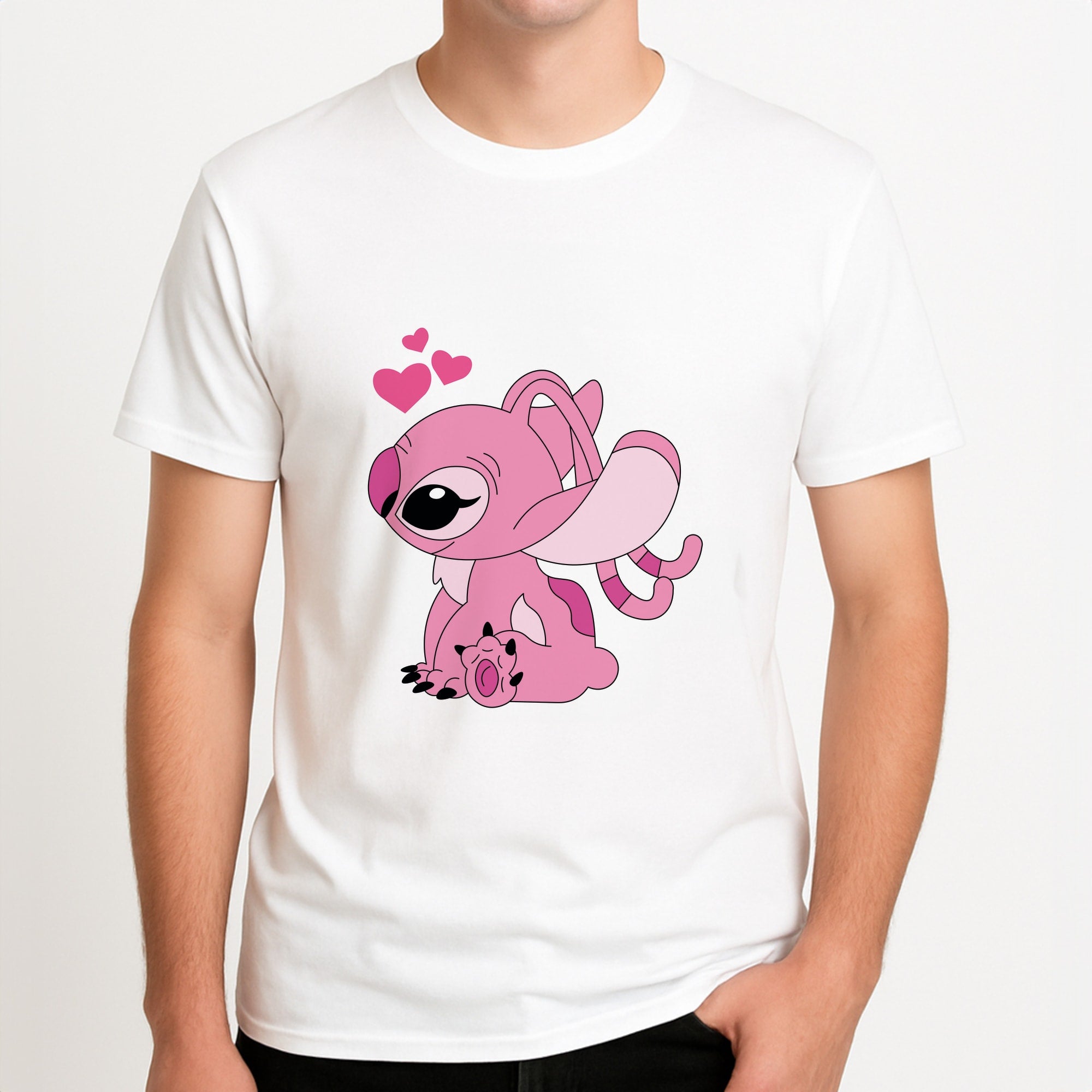 Angel Valentine's Unisex T-Shirt, worn by a male model.