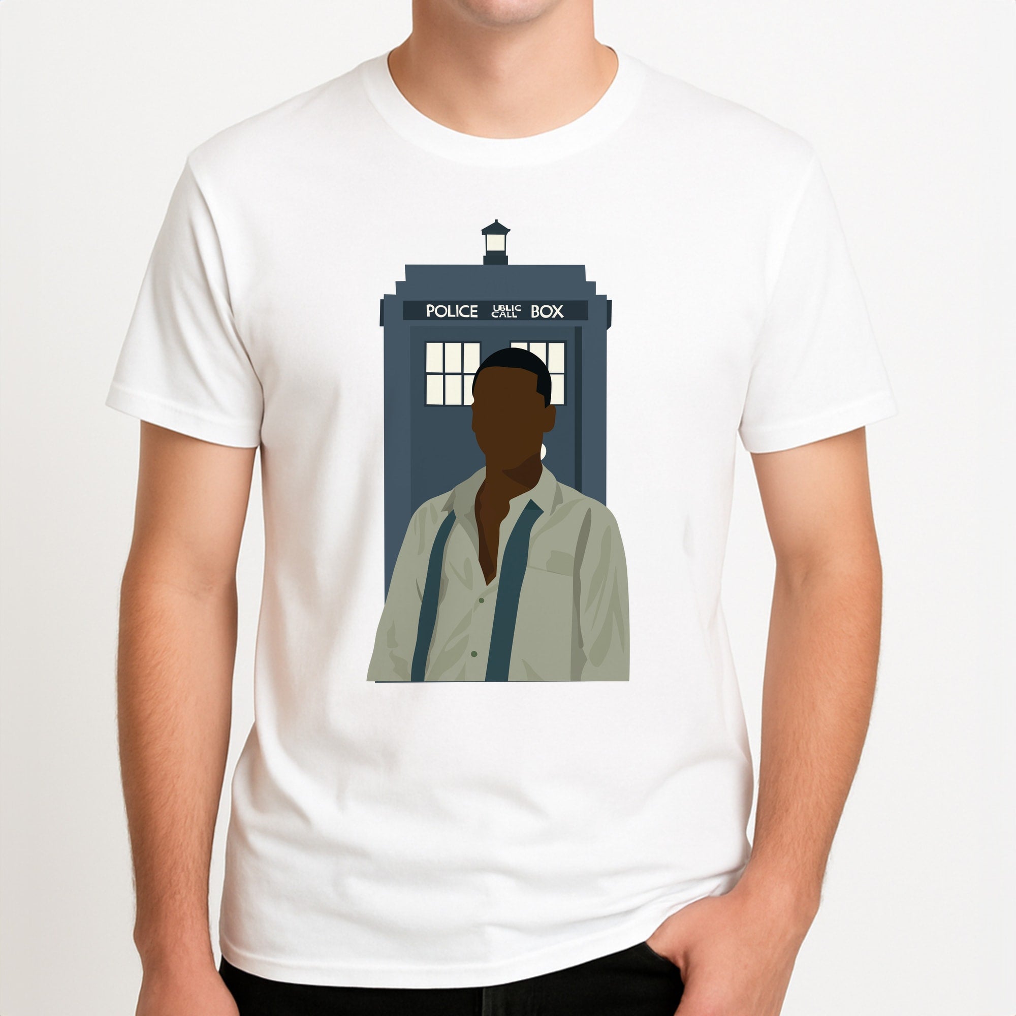 The Doctor Unisex T-Shirt, worn by a male model.