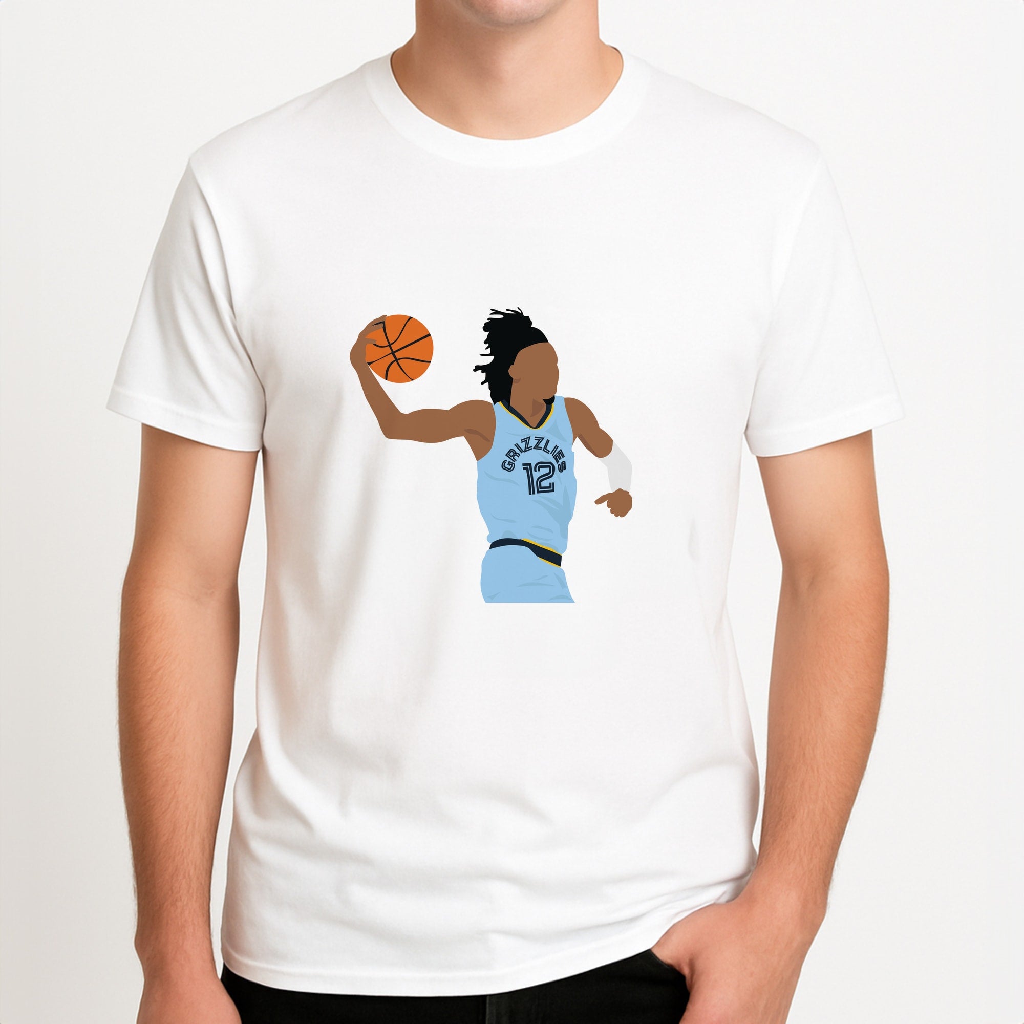 Morant - Basketball Unisex T-Shirt, worn by a male model.