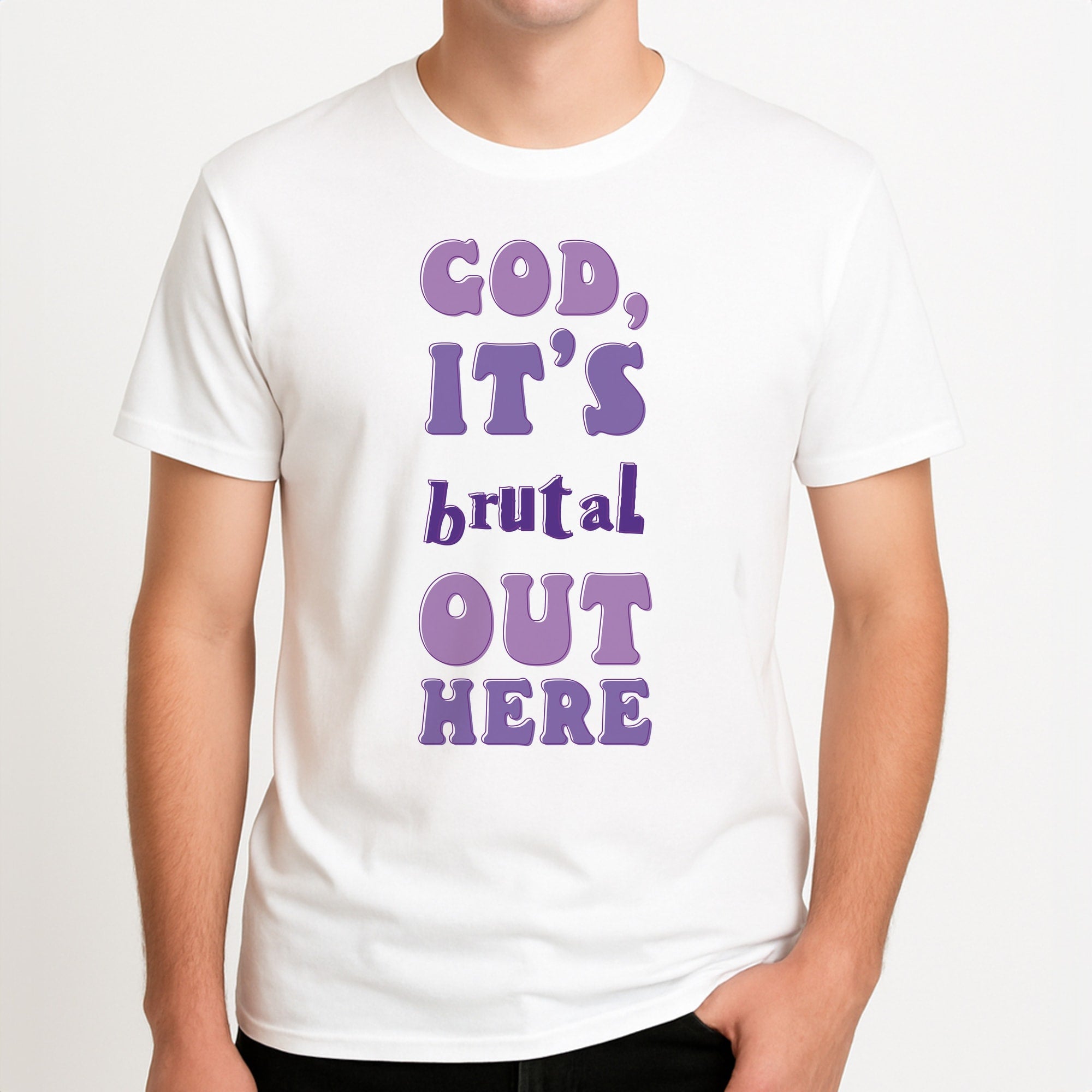 Brutal - Olivia Unisex T-Shirt, worn by a male model.