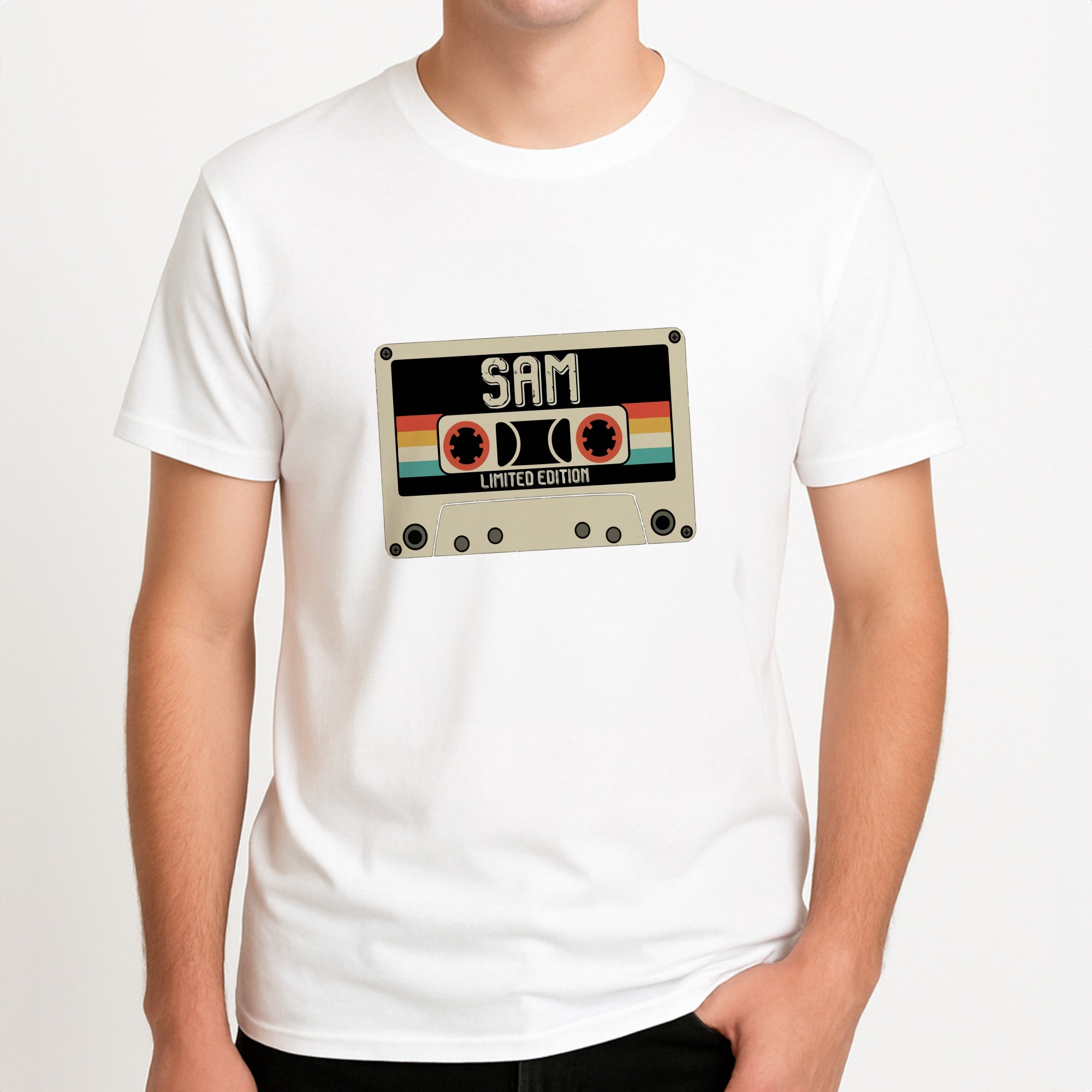 Cassette Tape - Fender Unisex T-Shirt, worn by a male model.