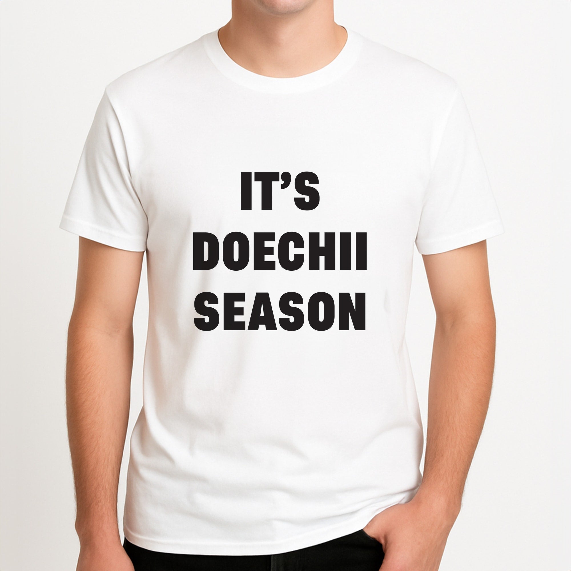 Camo Season Unisex T-Shirt, worn by a male model.