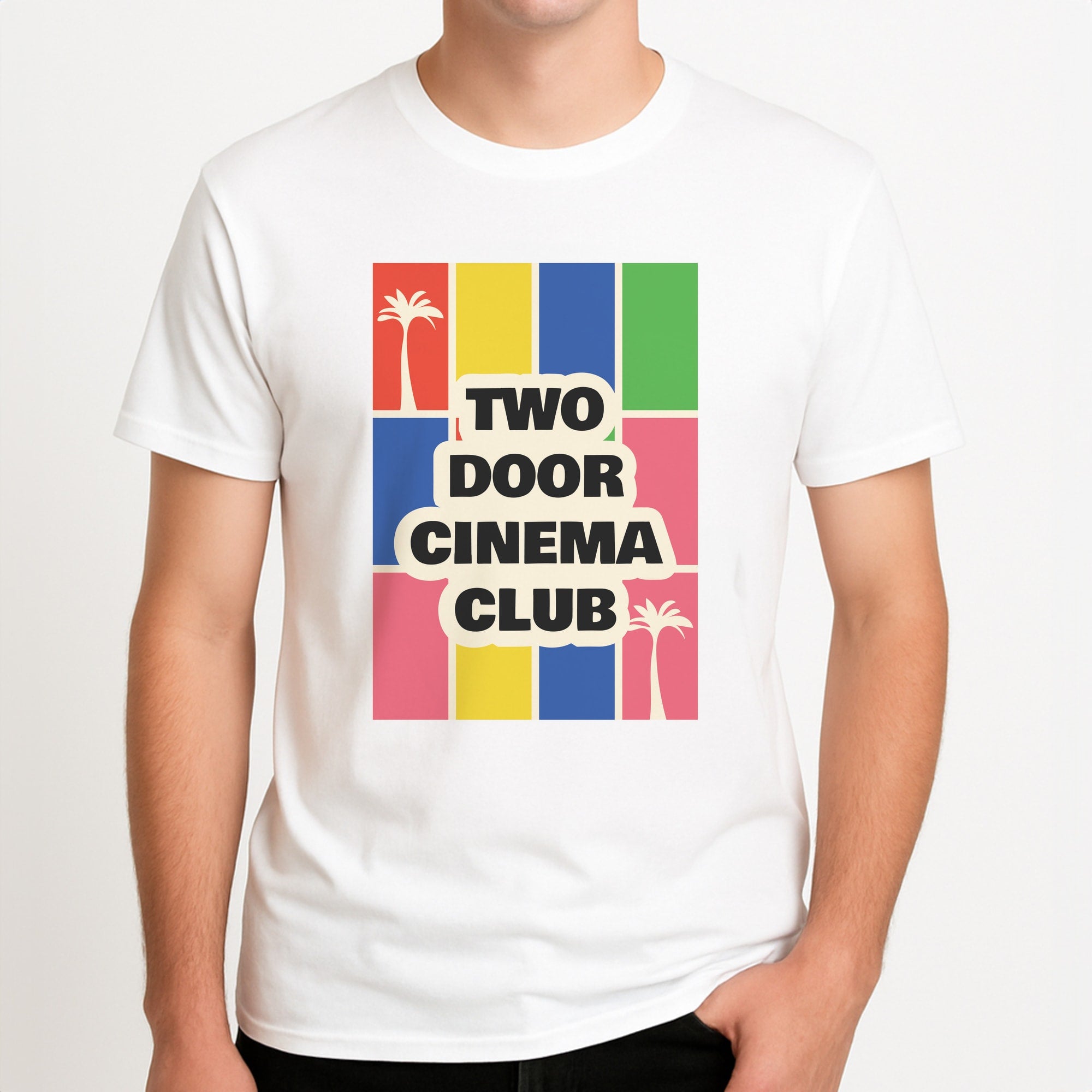 Two Door Cinema Club - Festival Unisex T-Shirt, worn by a male model.