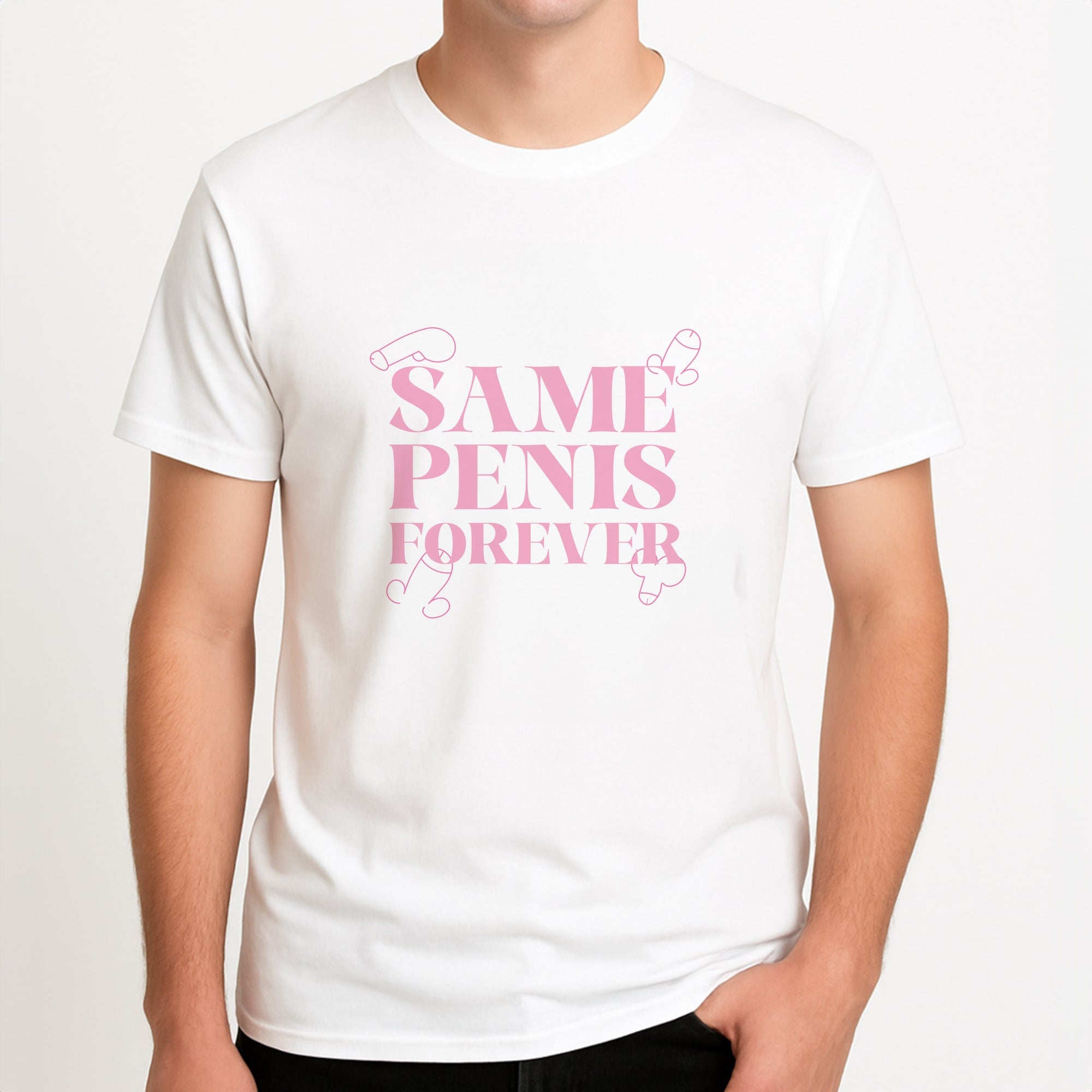Same Forever - Bridal Unisex T-Shirt, worn by a male model.